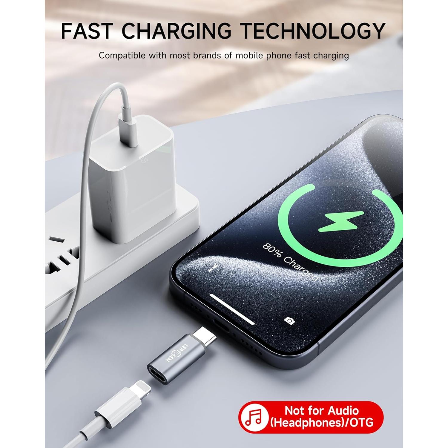 Paquete de 2 Adaptadores Lightning a USB-C LERTOSEN 27W