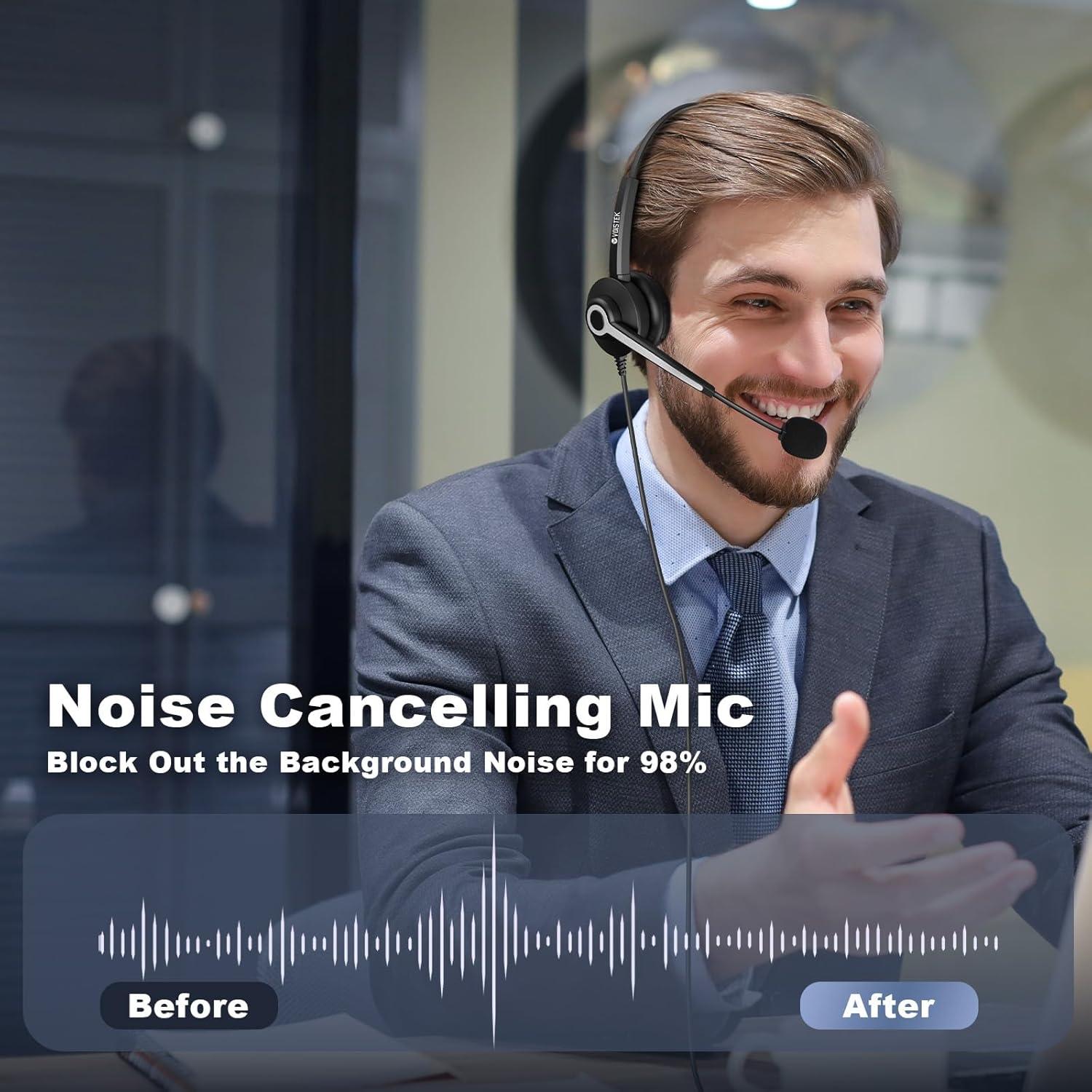 Auriculares USB Voistek Mono con Micrófono y Cancelación de Ruido