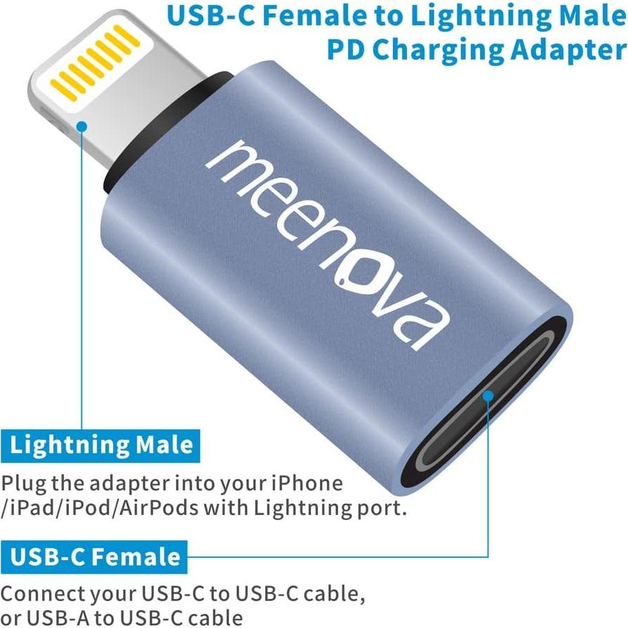 Adaptador Meenova 30W USB-C a Lightning para iPhone y iPad