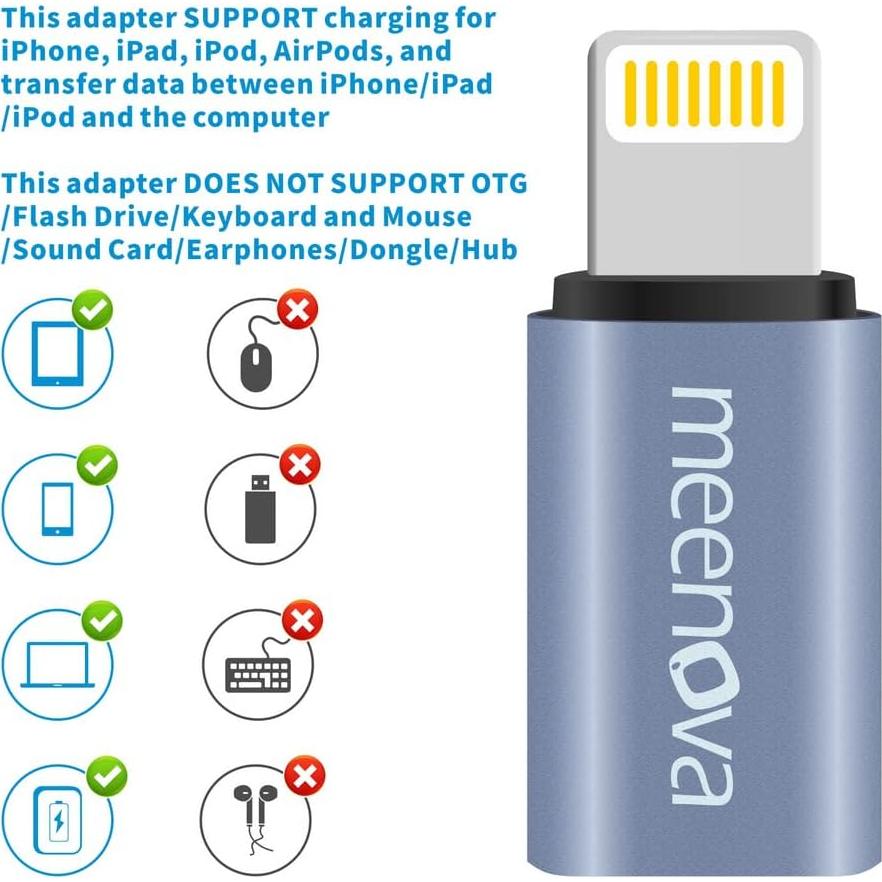 Adaptador Meenova 30W USB-C a Lightning para iPhone y iPad