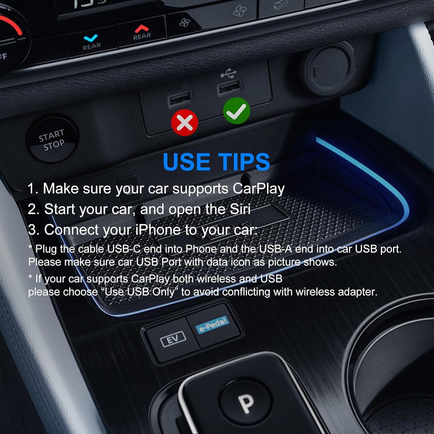 Cable USB-A a USB-C para CarPlay iPhone 15/16 Pro Max 1m