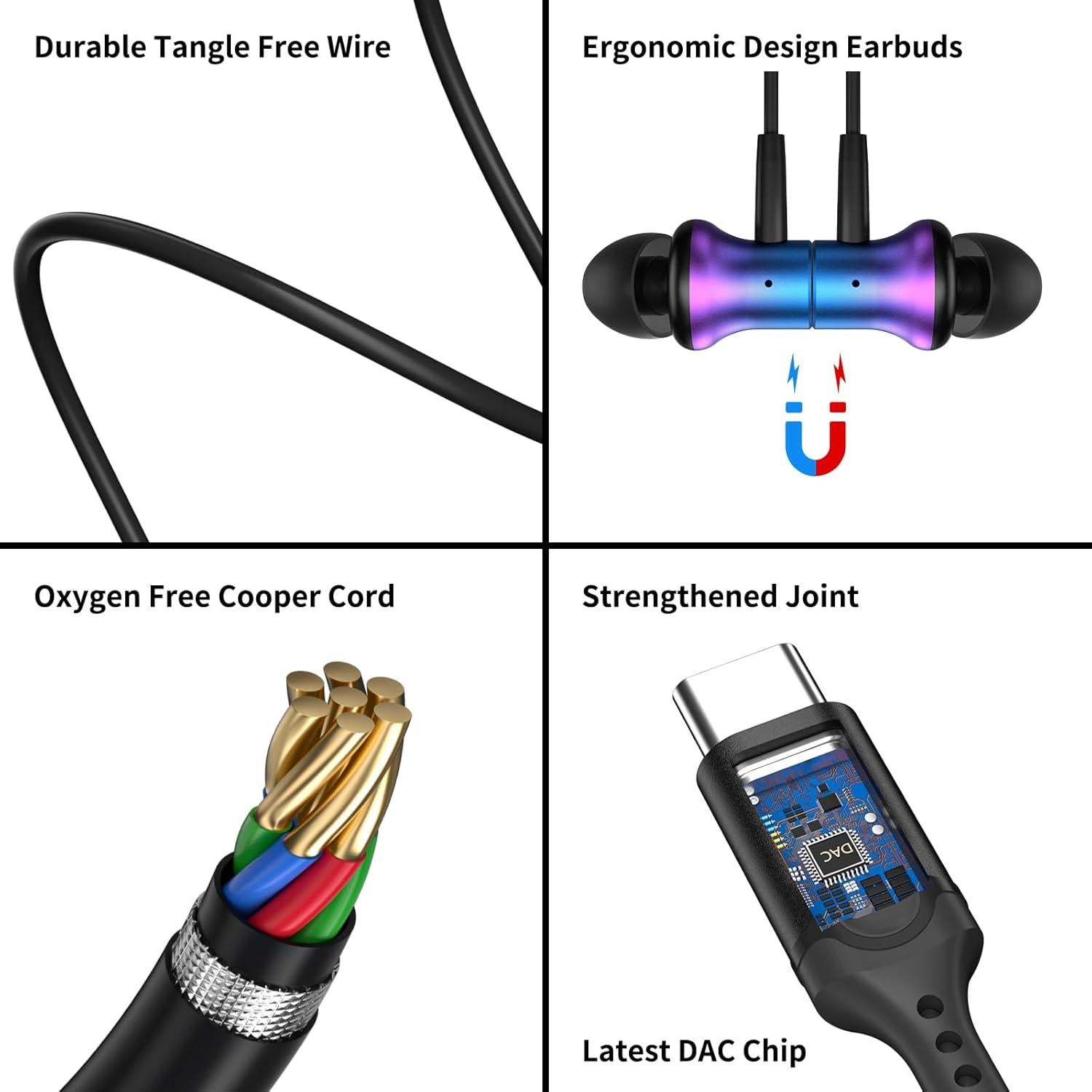 Auriculares USB C AFGHOA con Cancelación de Ruido In-Ear