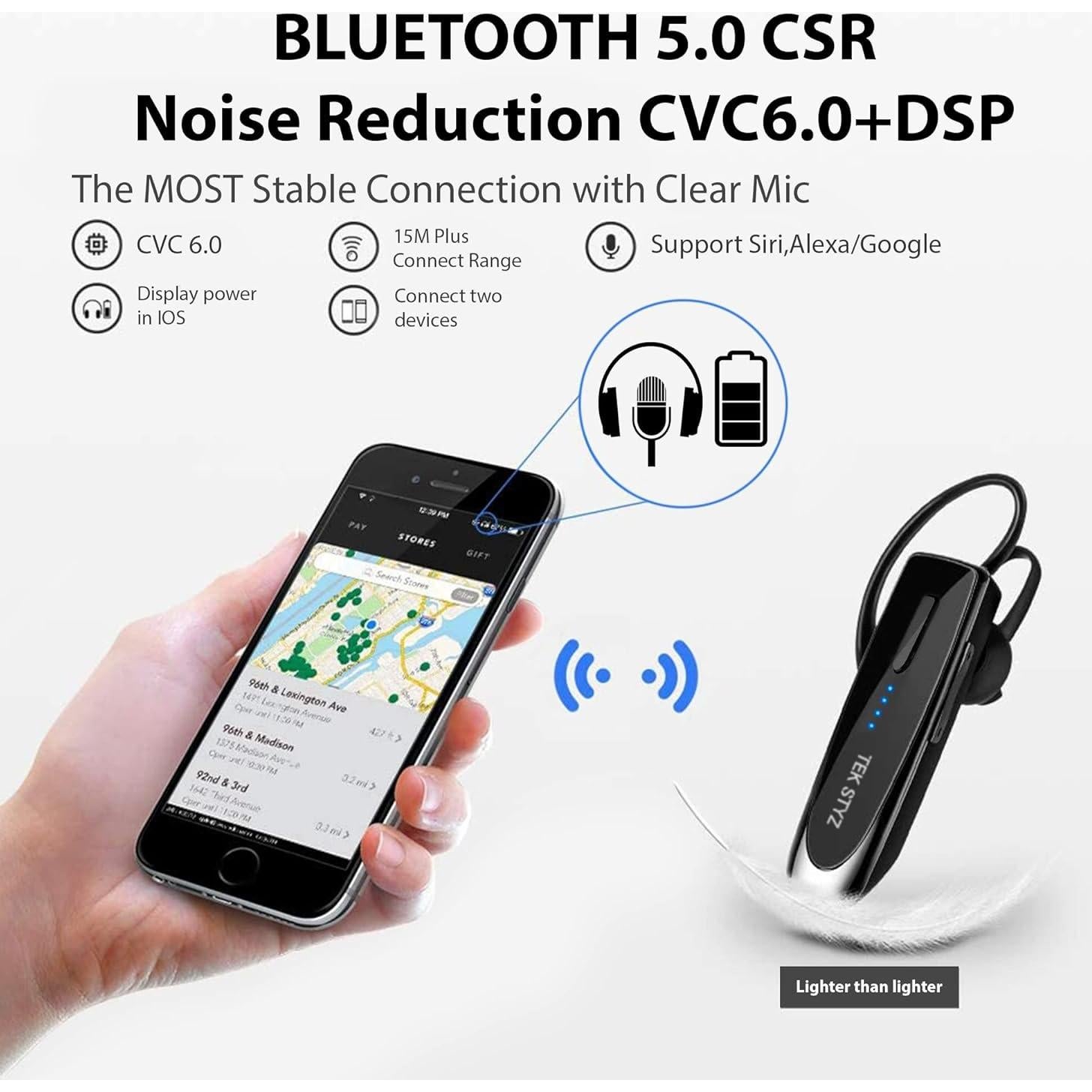 Auriculares Bluetooth 5.3 Tek Styz TS-1241 IPX5 Doble Micrófono