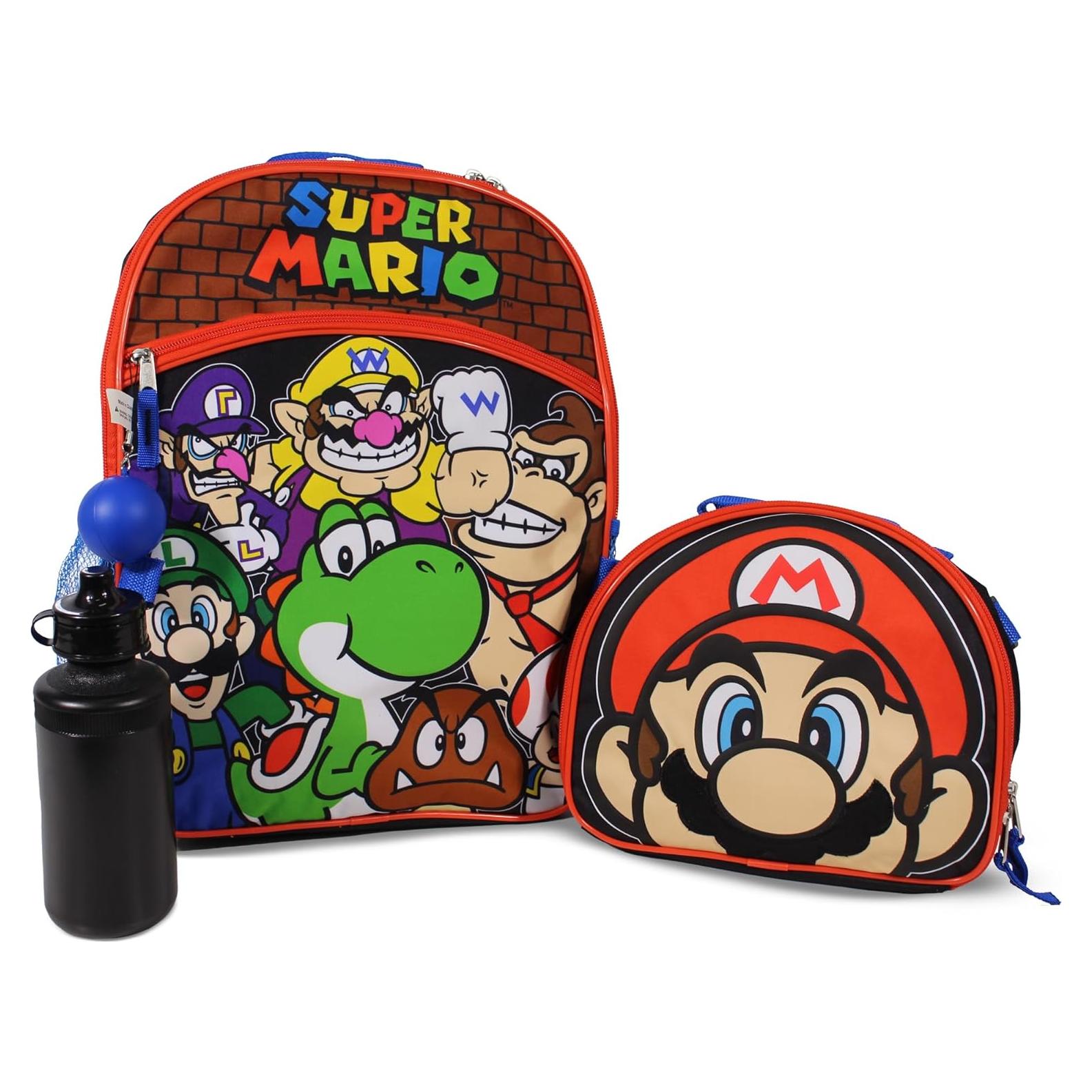 Conjunto Mochila Escolar Super Mario Bros. 4 Piezas 16"