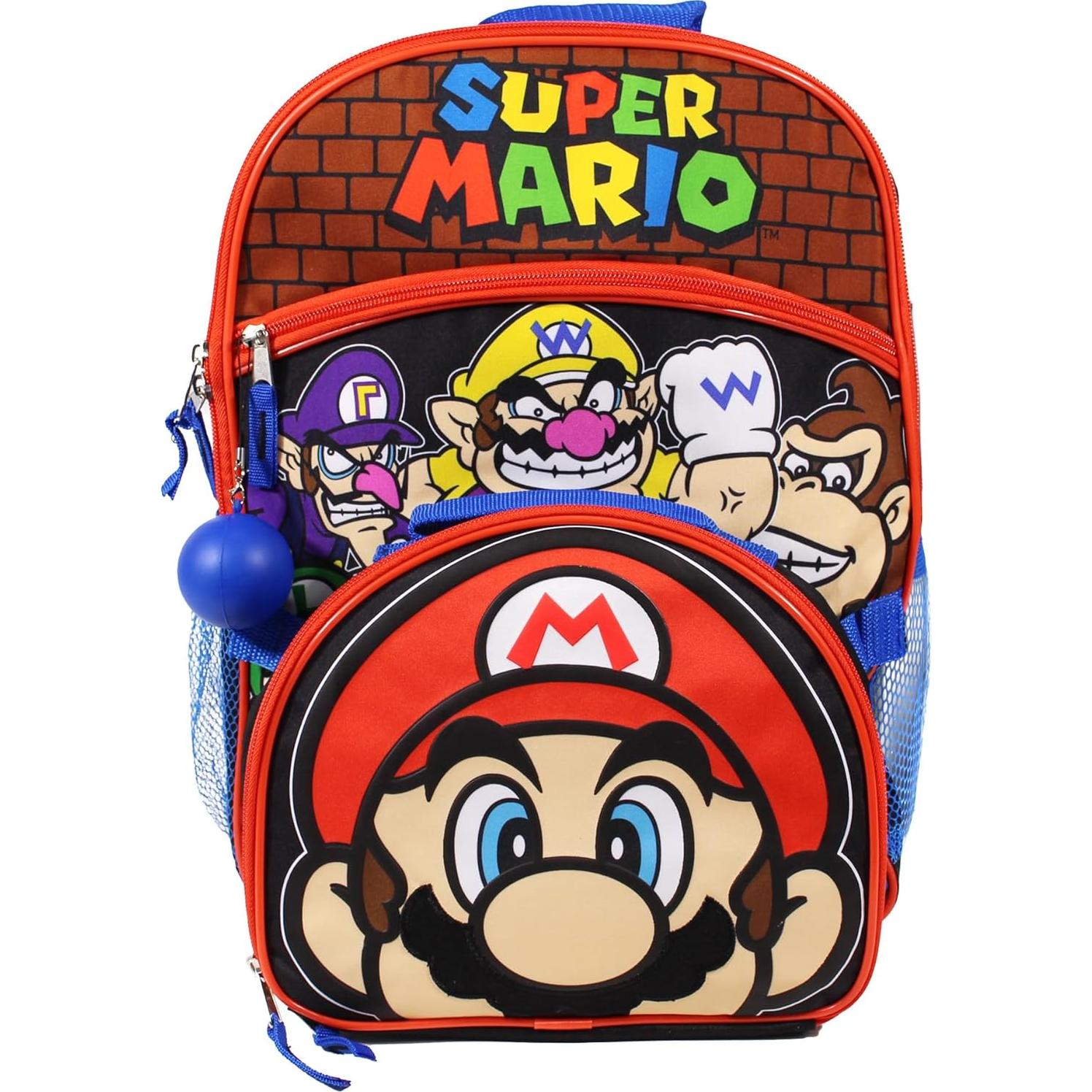 Conjunto Mochila Escolar Super Mario Bros. 4 Piezas 16"