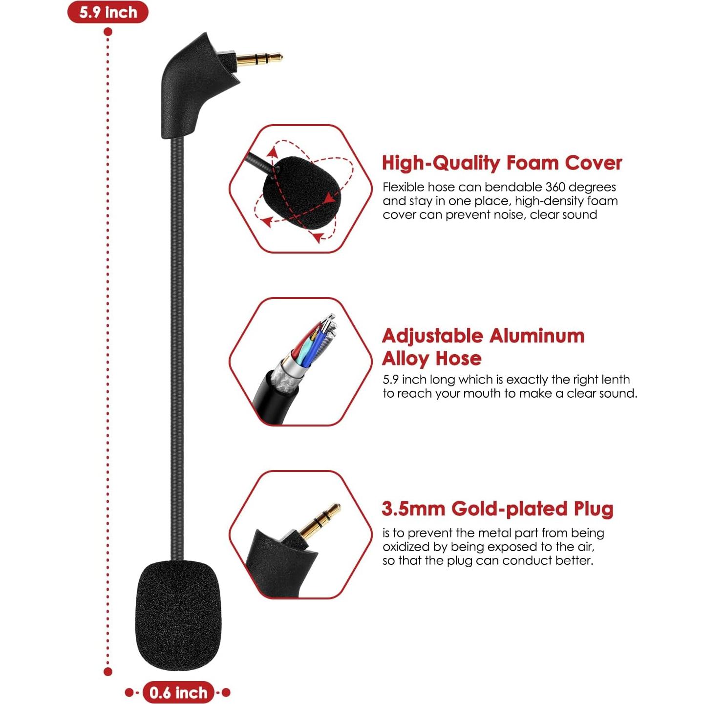 Micrófono Desmontable 3.5mm AKKE para Auriculares HyperX Cloud
