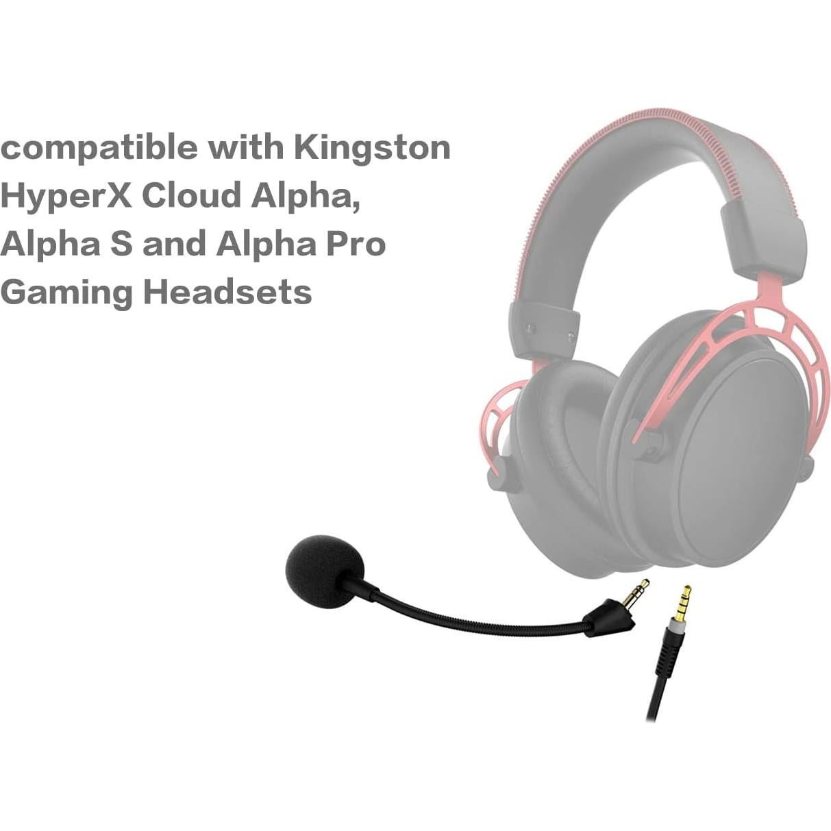 Replacement Game Mic for Kingston HyperX Cloud Alpha Gaming Headset on PS4 PS5 Xbox One PC, 3.5mm Detachable Boom Microphone