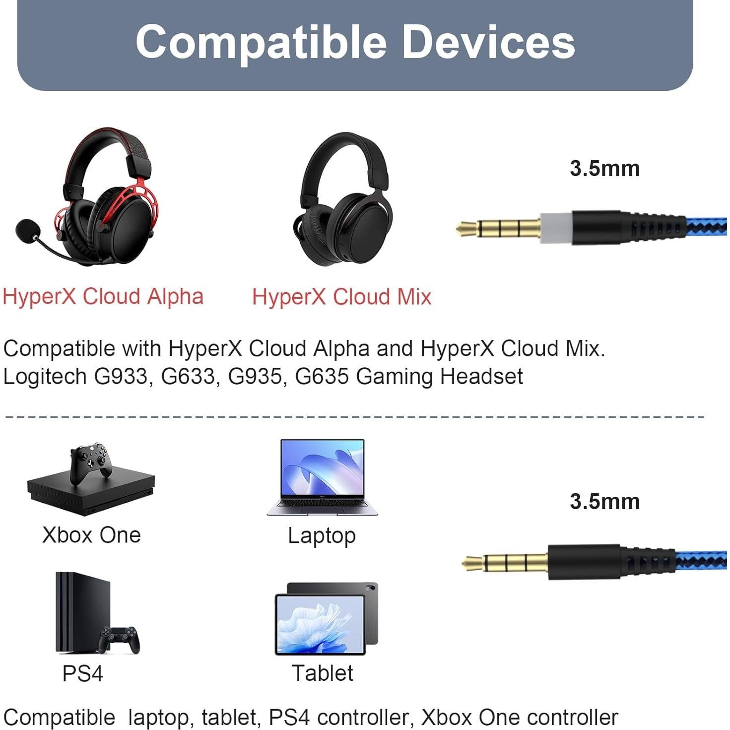 Cable de Audio 3.5mm Alitutumao para Auriculares Gaming