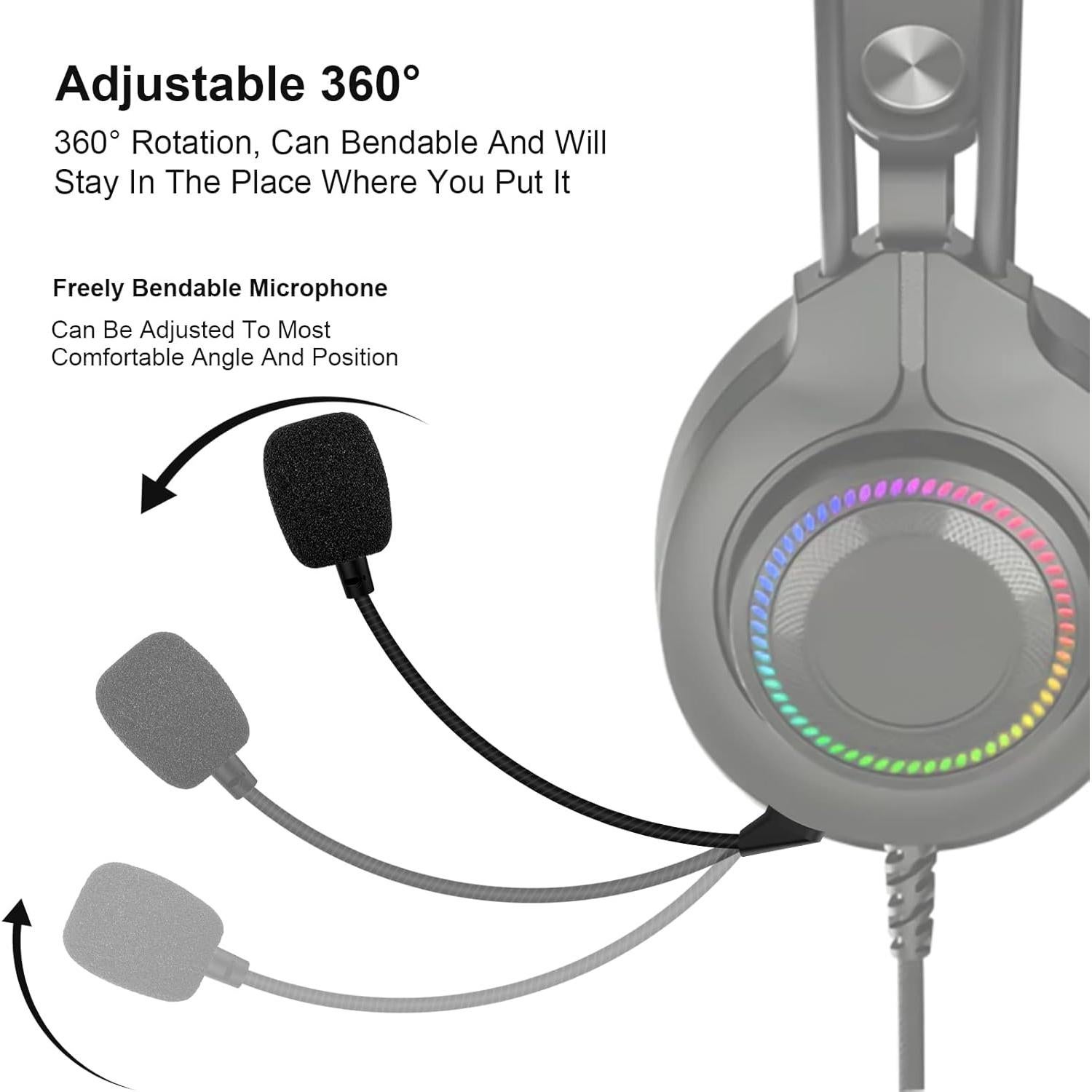 Replacement 3.5mm Detachable Microphone for Kingston HyperX Cloud Alpha S HyperX Cloud Alpha Gaming Headset, Metal Hose Mic Equipped with A Foam Cover