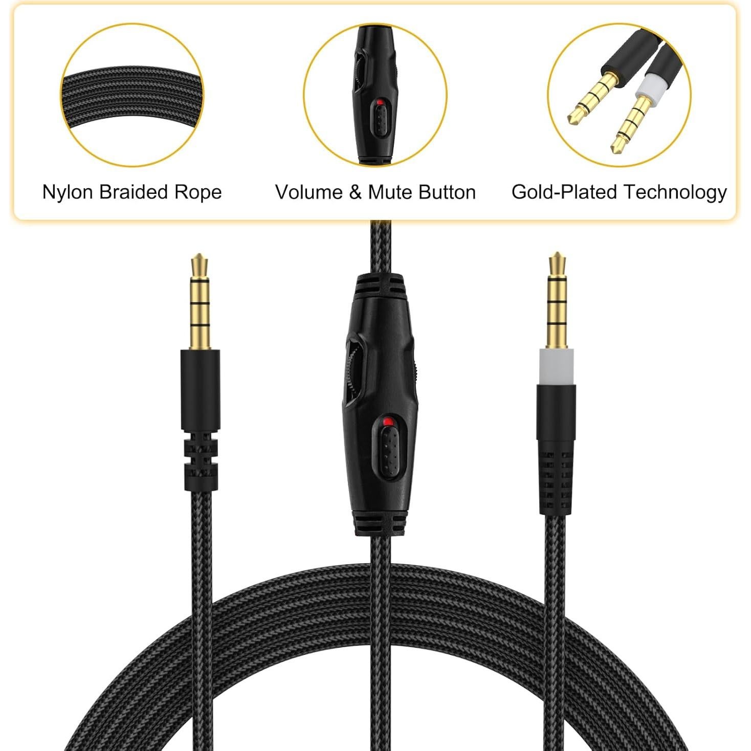 Cable de Audio de Reemplazo 1.5m Auhsuxo para HyperX Cloud Alpha