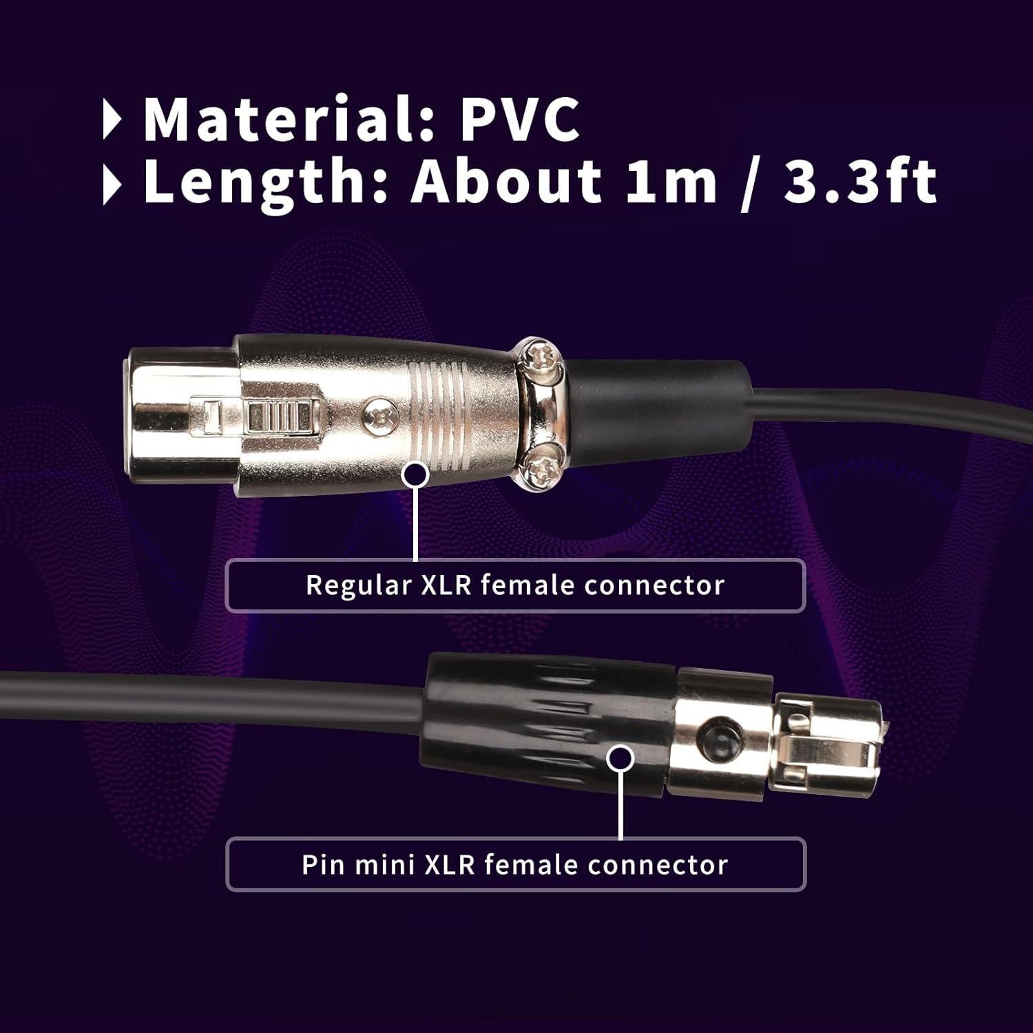 Cable Mini XLR hembra a XLR hembra 100cm Leapiture para auriculares