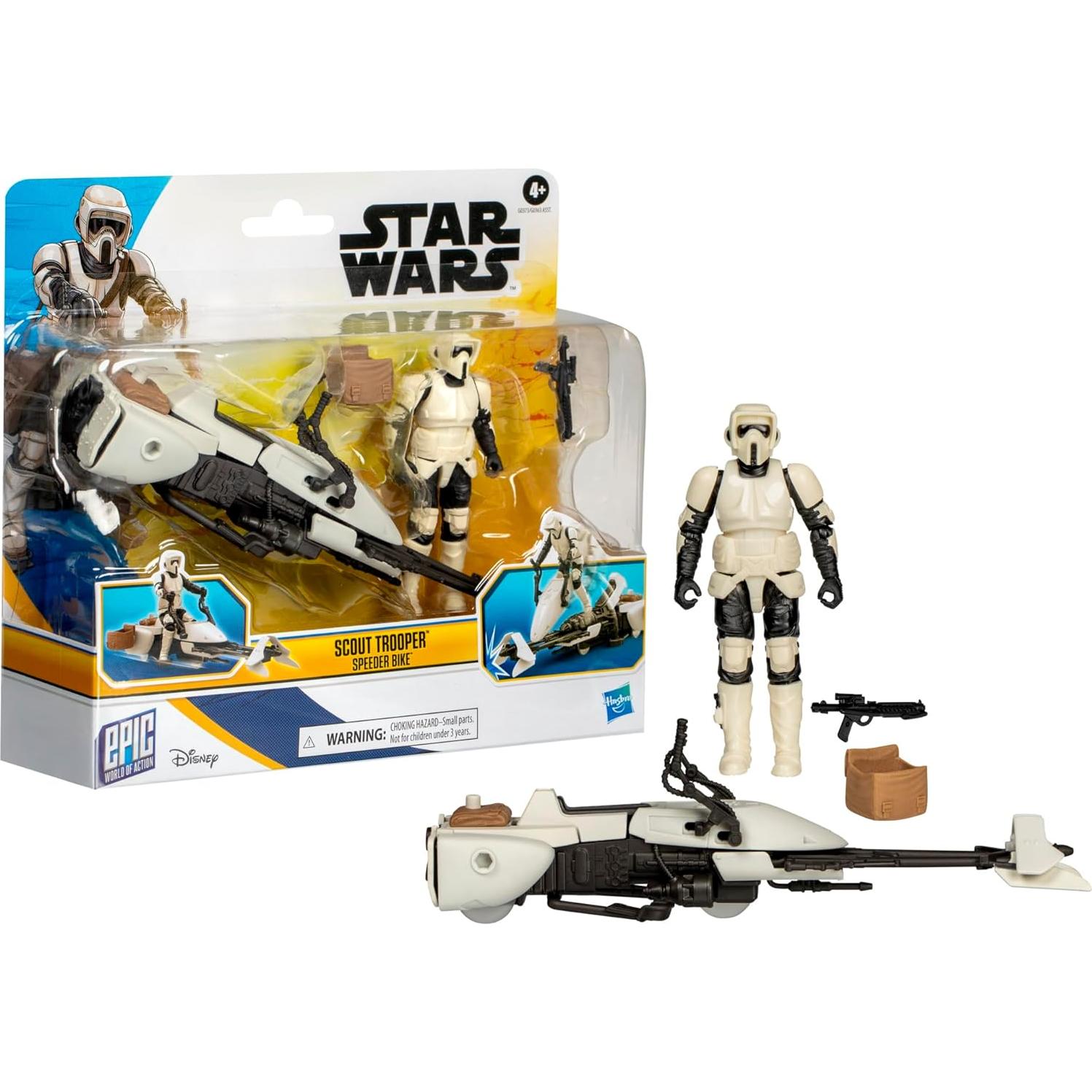 Figura de Acción Scout Trooper y Speeder Bike Hasbro 10 cm