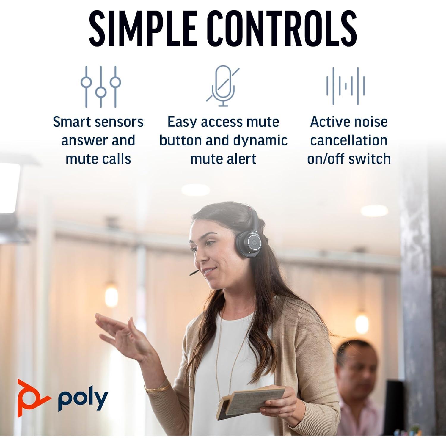 Auricular Inalámbrico Poly Voyager Focus UC con Base de Carga