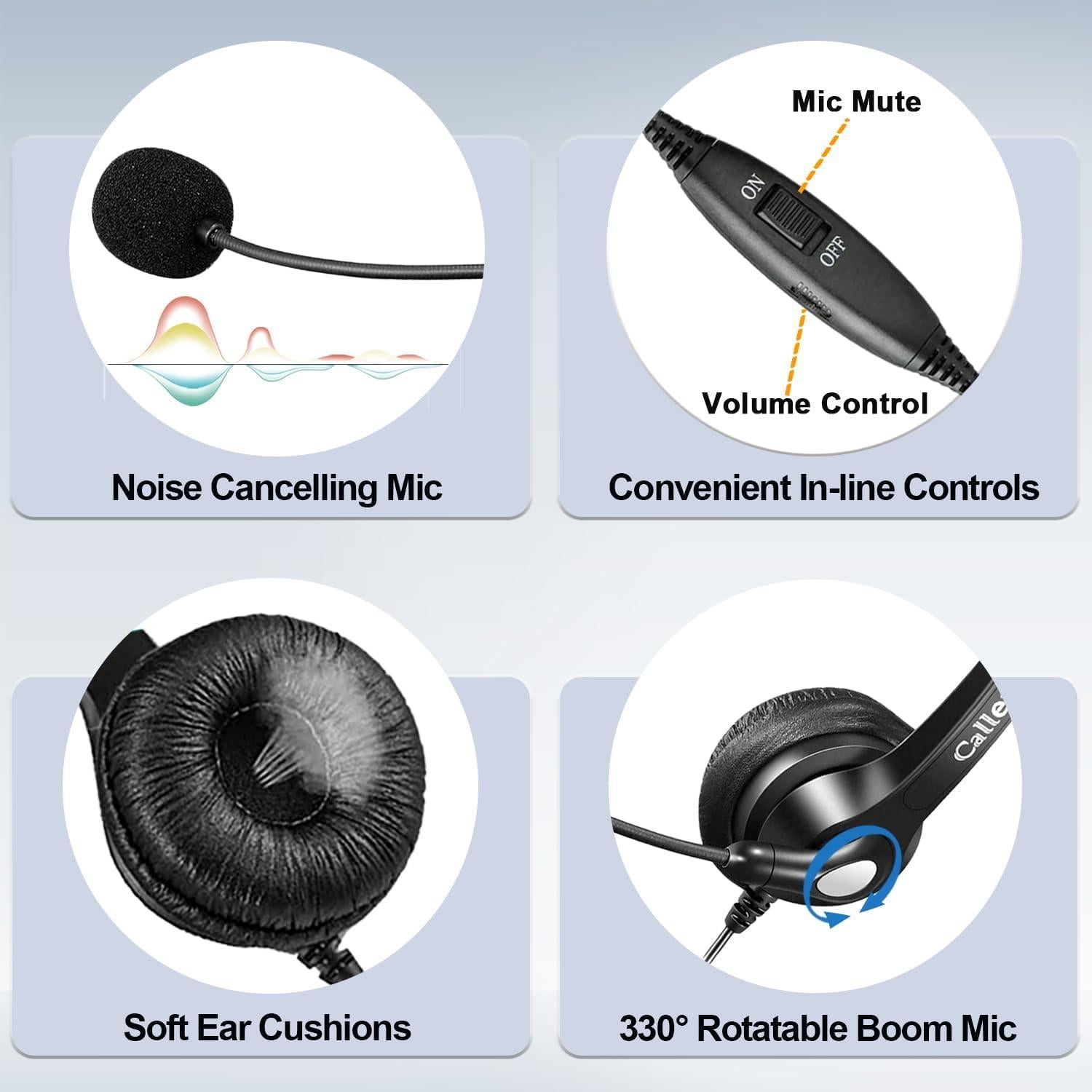 Auricular Telefónico Callez RJ9 con Micrófono Cancelación Ruido