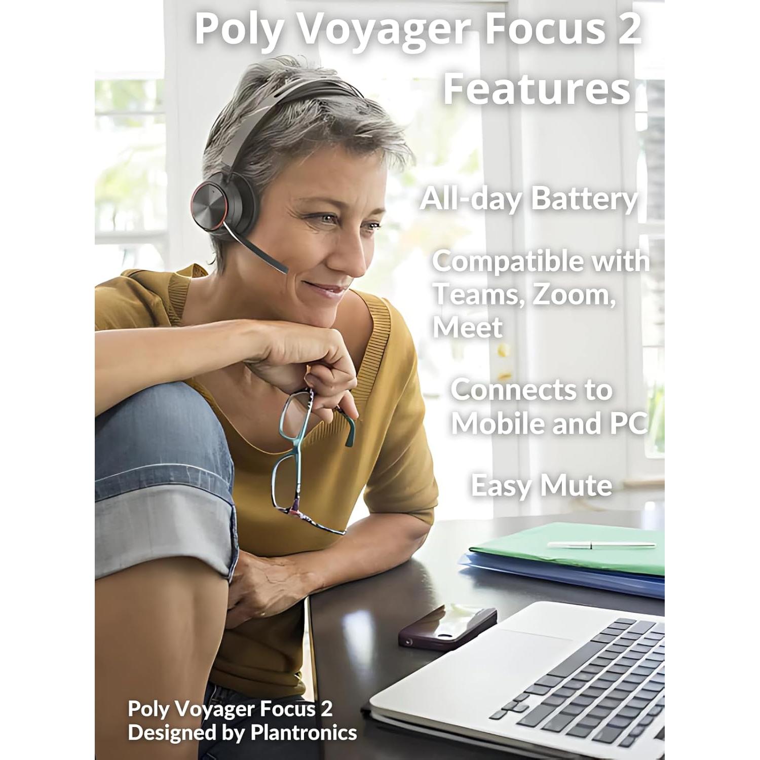 Auricular Estéreo Bluetooth Poly Voyager Focus 2 USB-C ANC