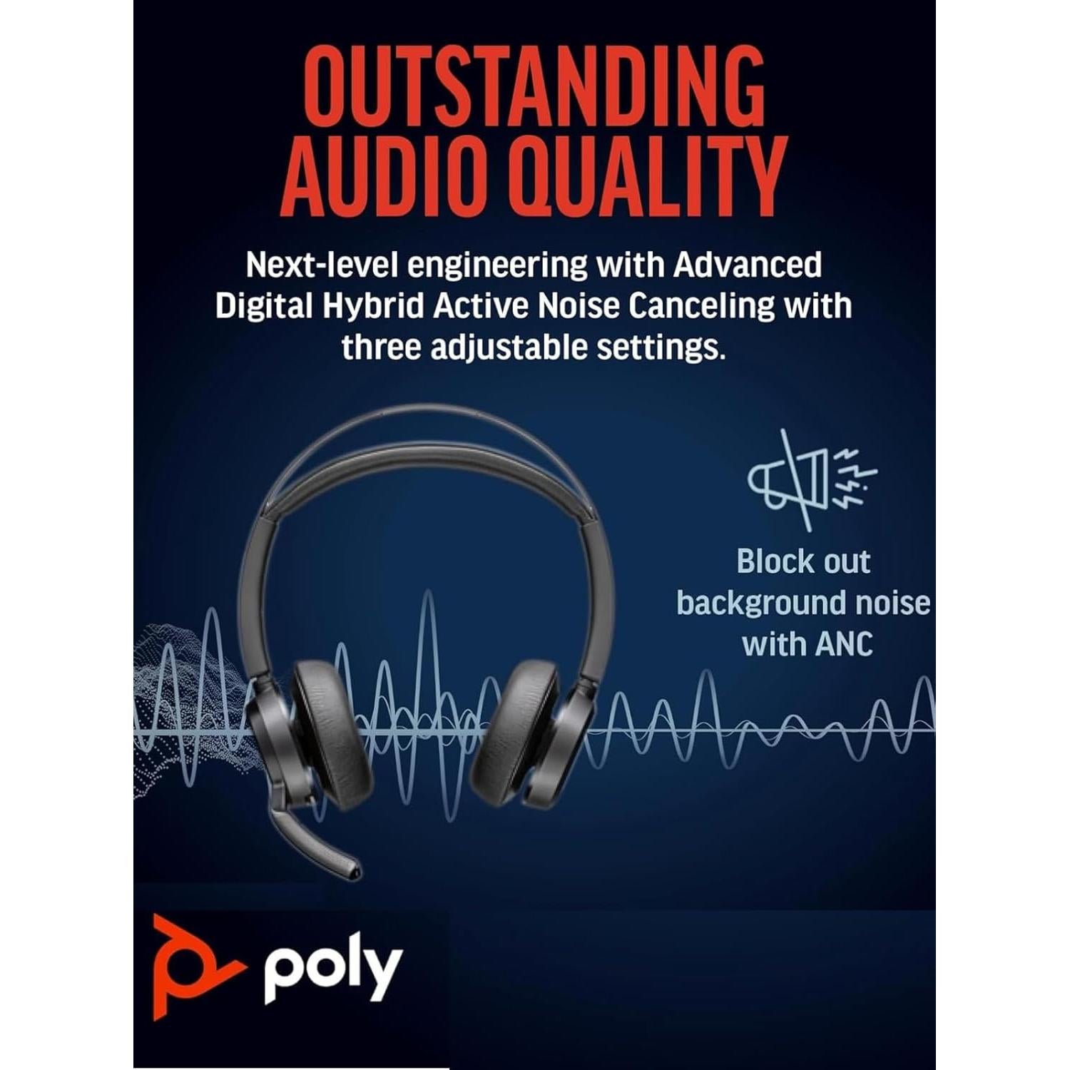 Auricular Estéreo Bluetooth Poly Voyager Focus 2 USB-C ANC