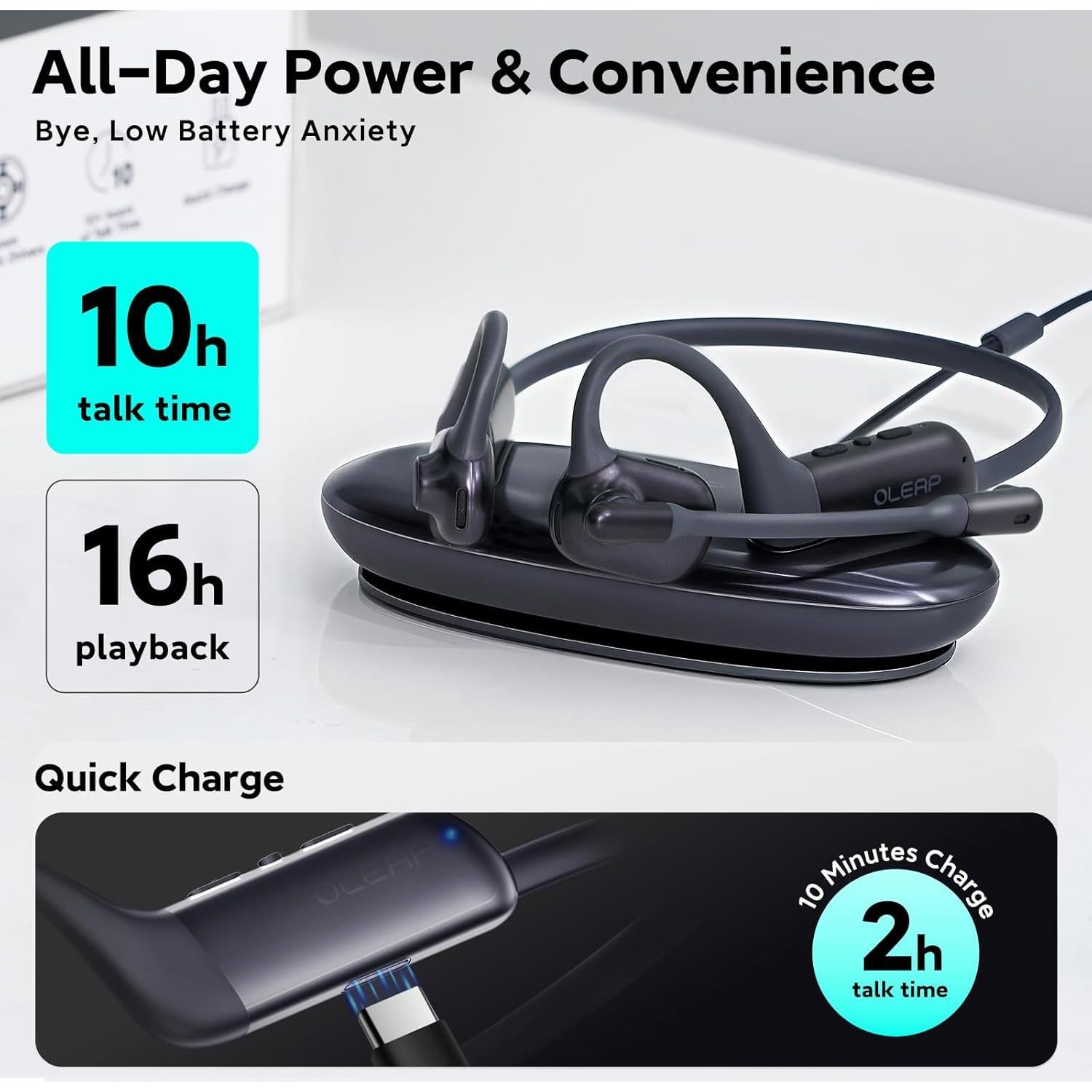 Auriculares Inalámbricos Oleap P200b Pro con Micrófono y Cancelación de Ruido 50dB