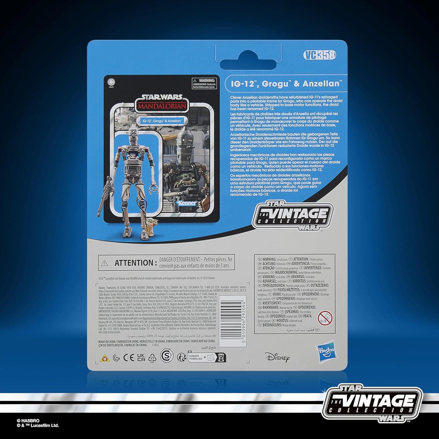 Figuras de Acción Star Wars Vintage IG-12 Grogu Anzellan 3-Pack