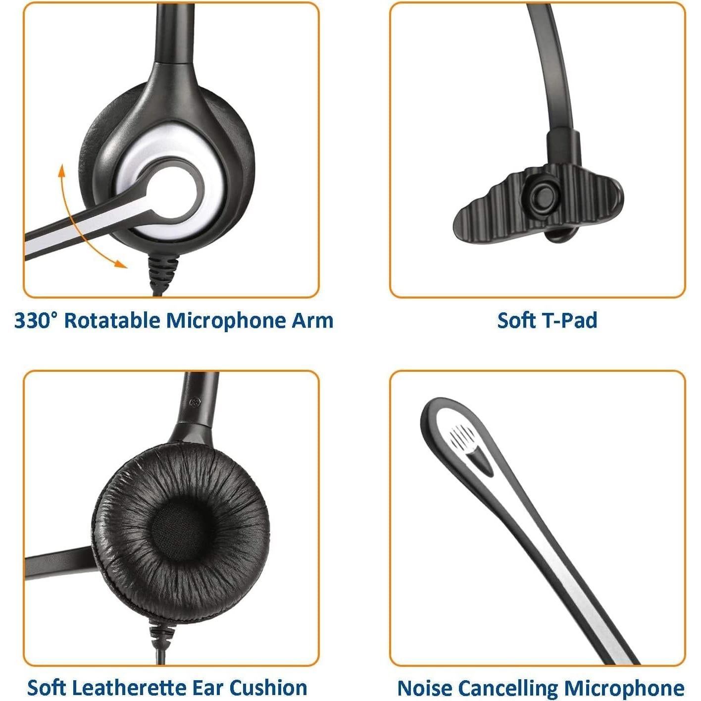 Auricular de Teléfono Wantek RJ9 con Micrófono y Cancelación de Ruido