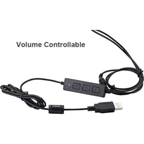 TelPal Corded Hands-Free Call Center Noise Cancelling Binaural USB Headset Headphones with Mic/Microphone - Cord with USB Plug, Volume Control- for Computer/PC/Laptop Use Only