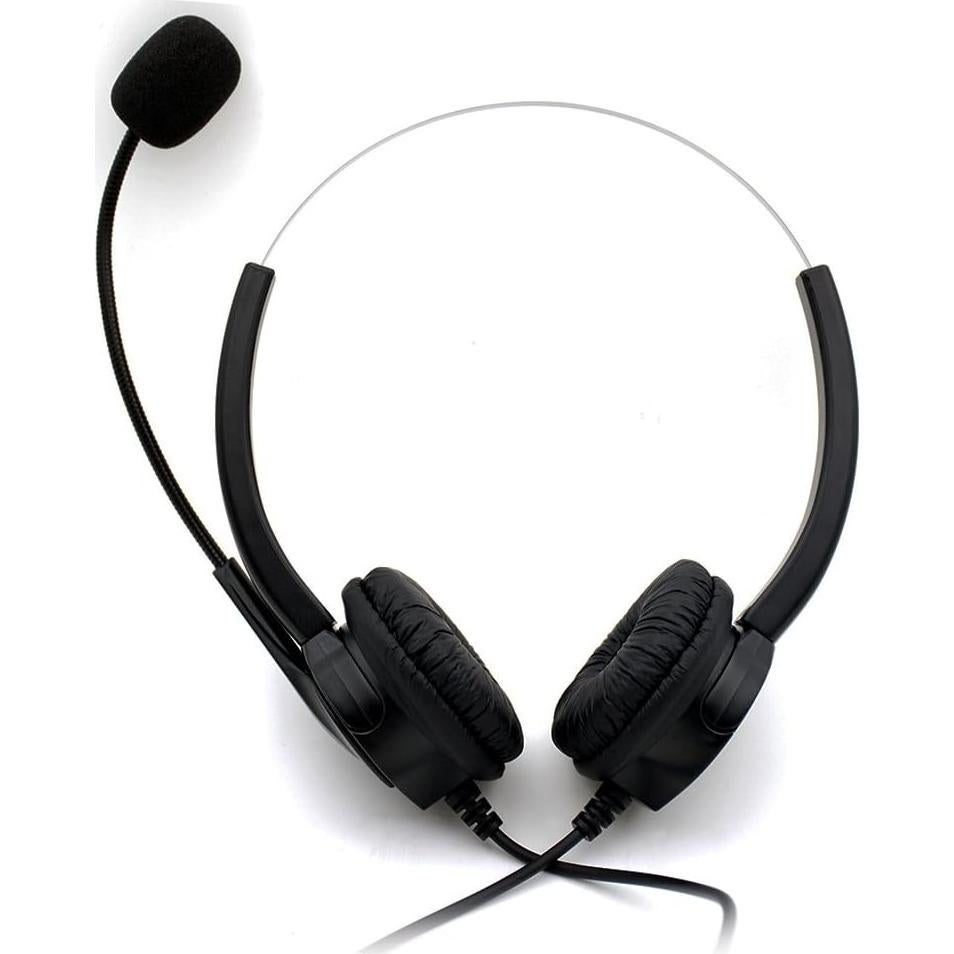 TelPal Corded Hands-Free Call Center Noise Cancelling Binaural USB Headset Headphones with Mic/Microphone - Cord with USB Plug, Volume Control- for Computer/PC/Laptop Use Only