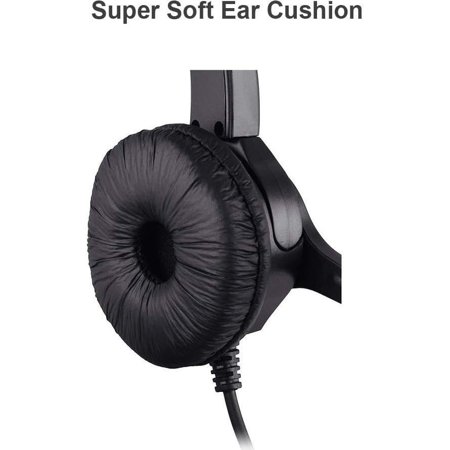 TelPal Corded Hands-Free Call Center Noise Cancelling Binaural USB Headset Headphones with Mic/Microphone - Cord with USB Plug, Volume Control- for Computer/PC/Laptop Use Only