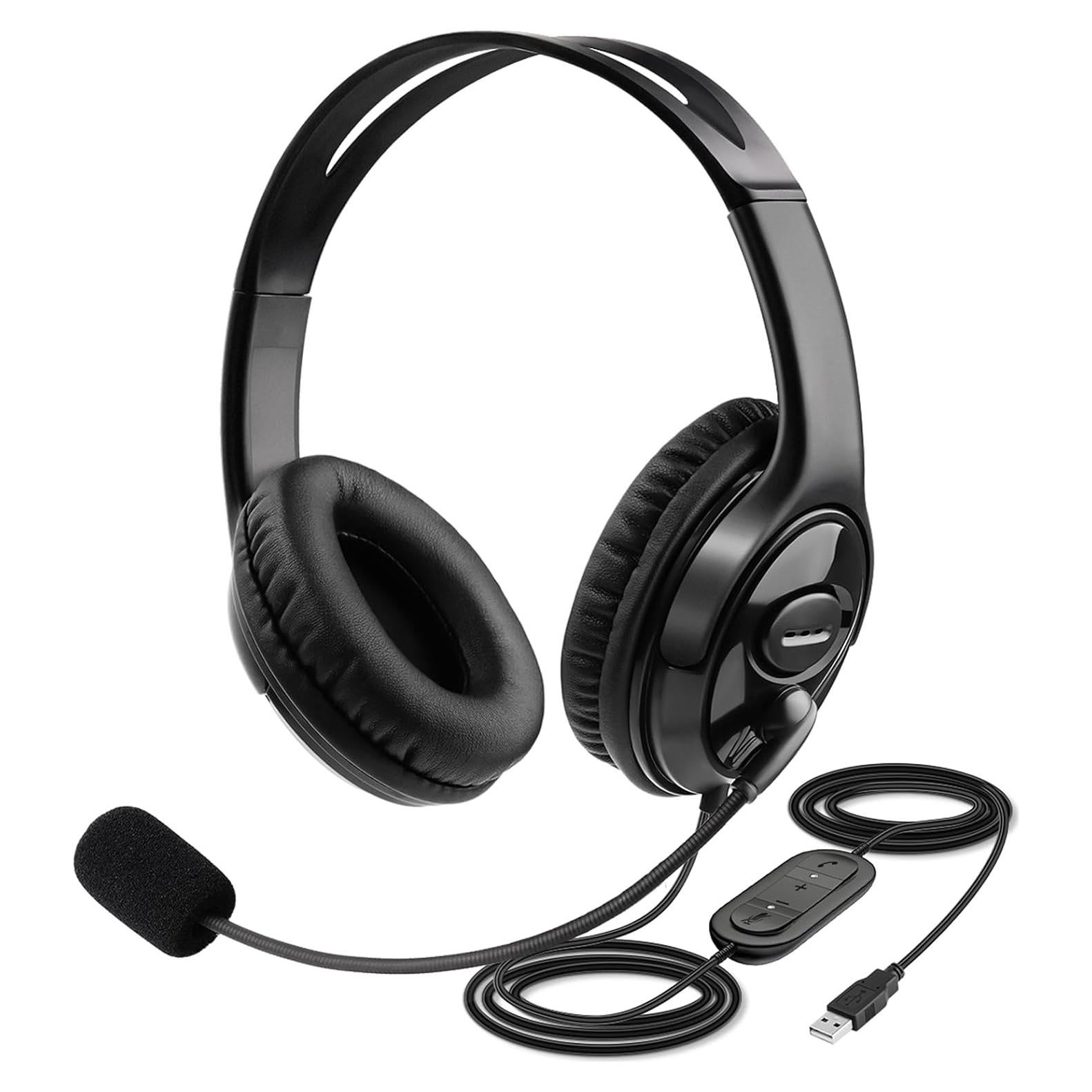 Auricular USB MKJ con micrófono y cancelación de ruido