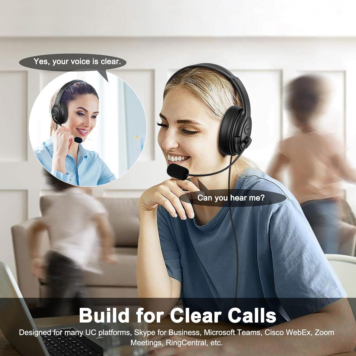 Auricular USB MKJ con micrófono y cancelación de ruido