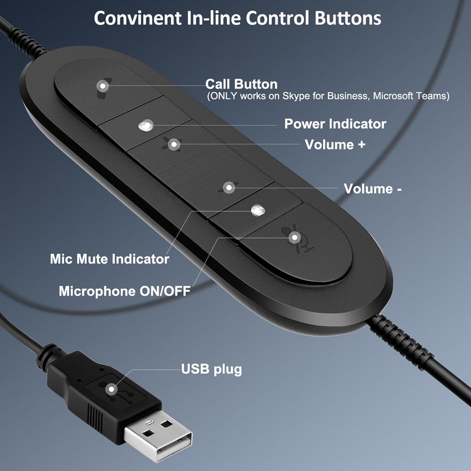 Auricular USB MKJ con micrófono y cancelación de ruido