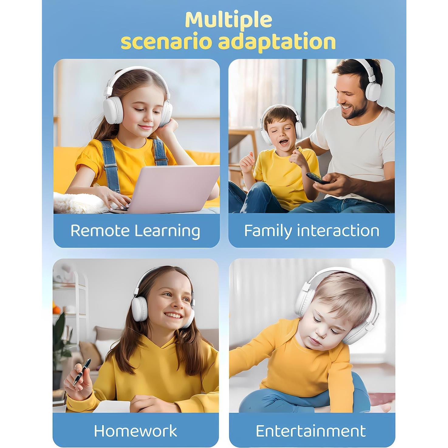 Auriculares Bluetooth Awatrue AT8 para Niños, 50h Batería, Plegables