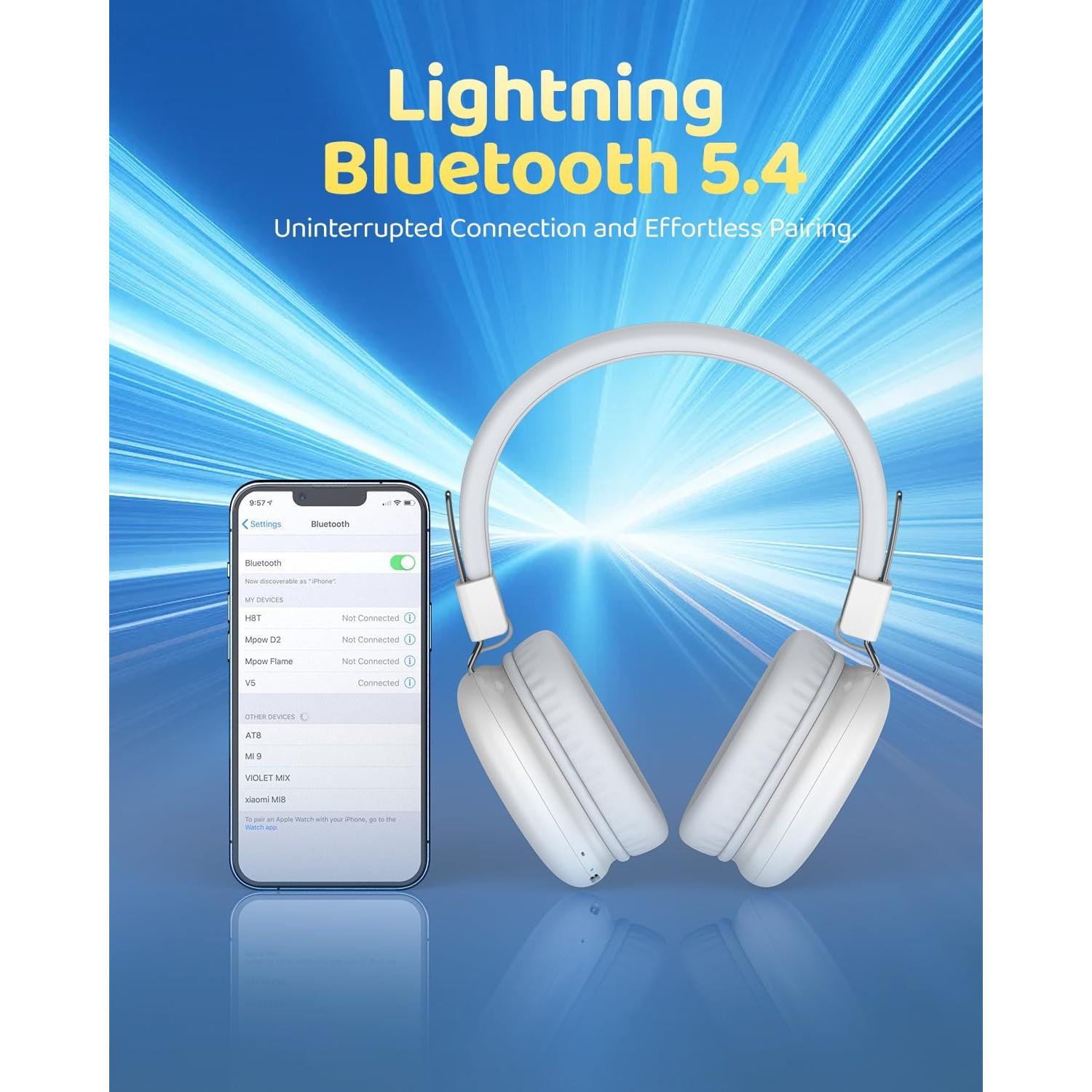 Auriculares Bluetooth Awatrue AT8 para Niños, 50h Batería, Plegables