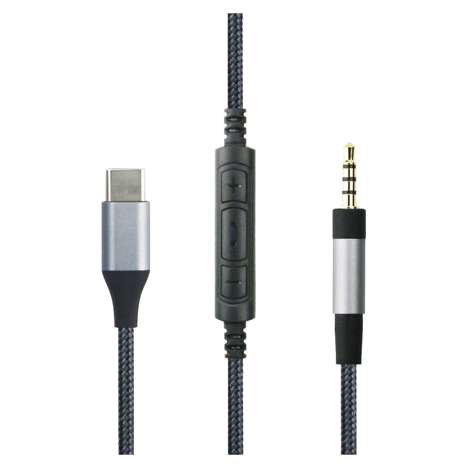 NewFantasia USB C Audio Cable Compatible with Sennheiser PXC550, PXC550-II, PXC480, Momentum 4, ACCENTUM Plus Headphones, Remote Volume Mic Compatible with iPhone 16/15/Pro/plus/iPad