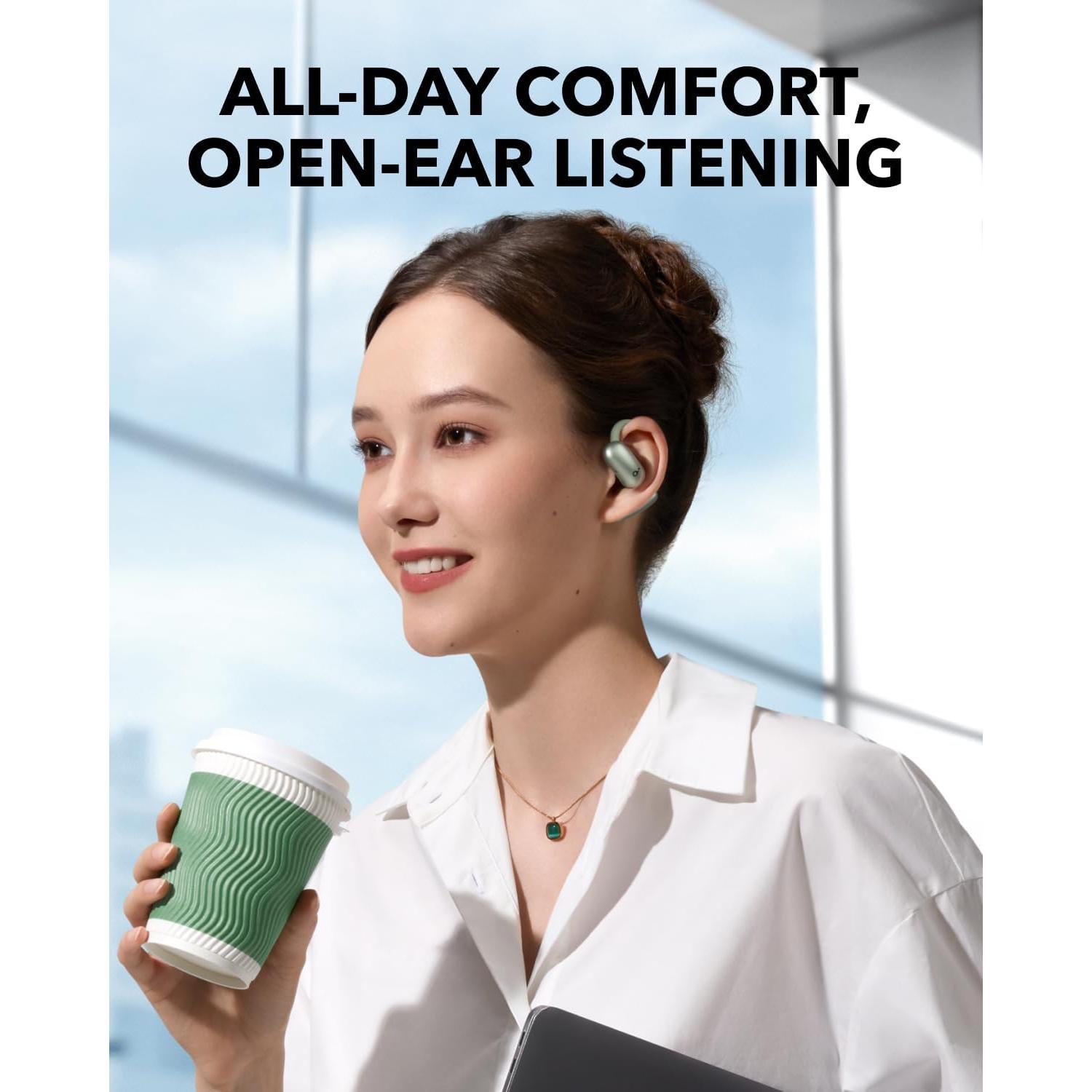Soundcore AeroFit 2 by Anker, Open-Ear Headphones, 4 Adjustable Positions for Every Ear Size, 2X Richer Bass, Hi-Res,42H Playtime,IP55,AI Clear Calls,Translation Earbuds Real Time(Renewed)