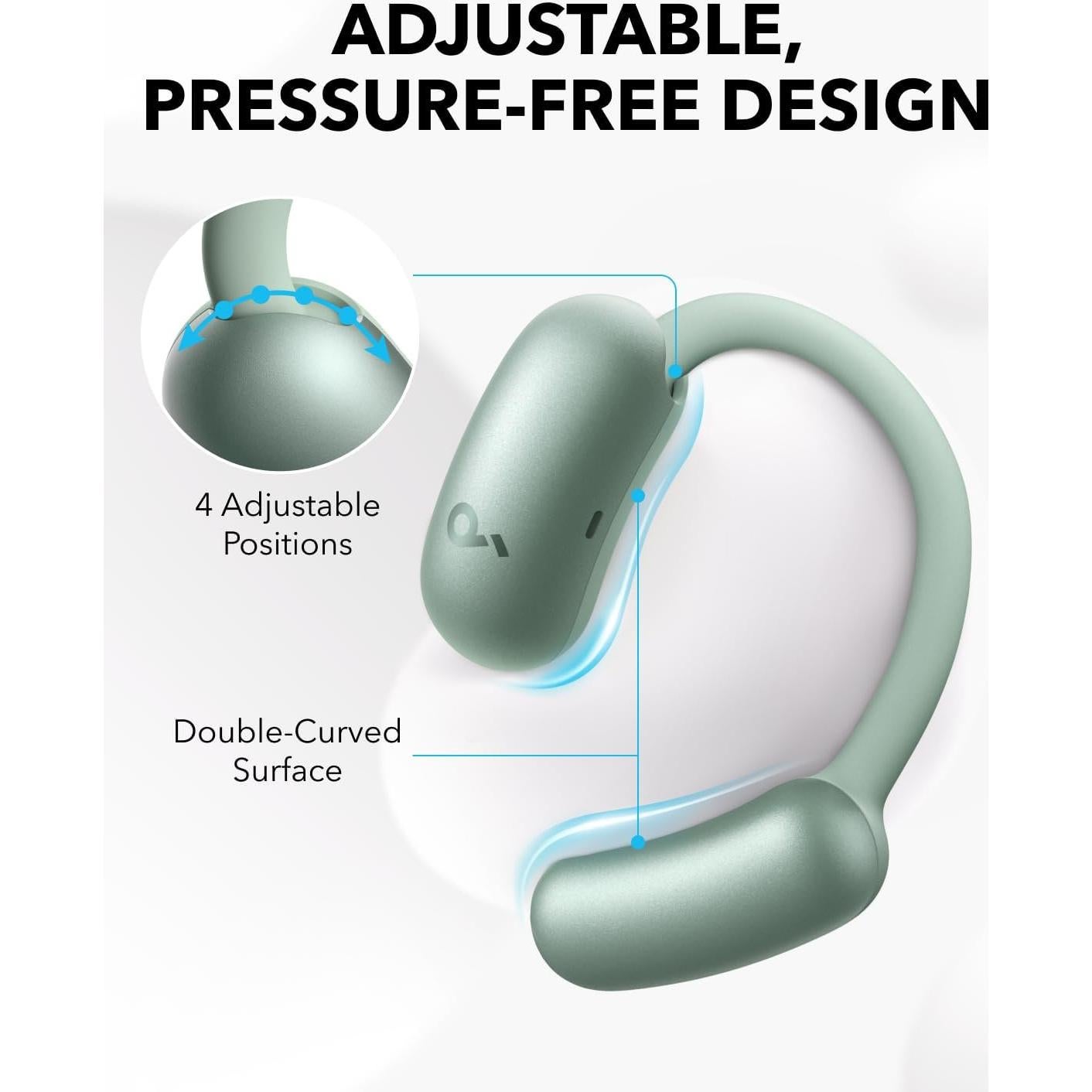 Soundcore AeroFit 2 by Anker, Open-Ear Headphones, 4 Adjustable Positions for Every Ear Size, 2X Richer Bass, Hi-Res,42H Playtime,IP55,AI Clear Calls,Translation Earbuds Real Time(Renewed)