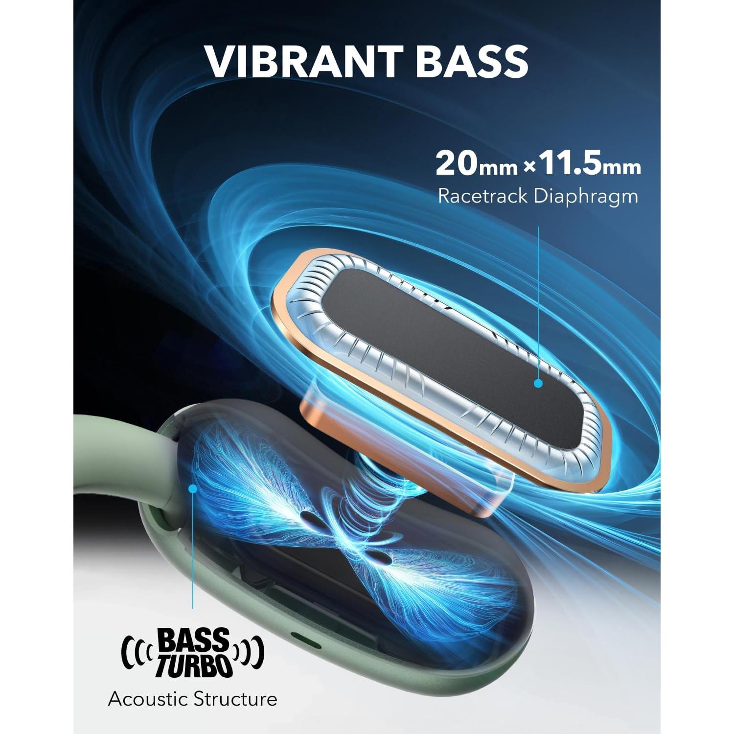 Soundcore AeroFit 2 by Anker, Open-Ear Headphones, 4 Adjustable Positions for Every Ear Size, 2X Richer Bass, Hi-Res,42H Playtime,IP55,AI Clear Calls,Translation Earbuds Real Time(Renewed)