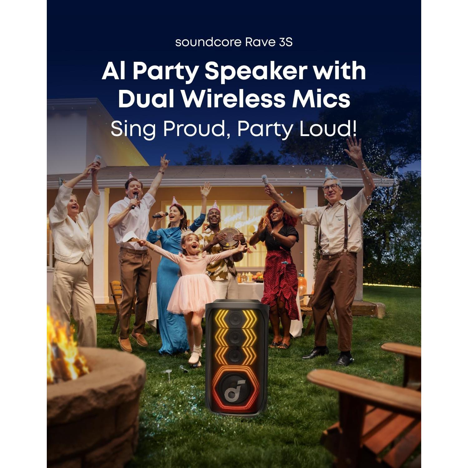 Altavoz de Fiesta Soundcore Rave 3S AI Karaoke 200W Bluetooth