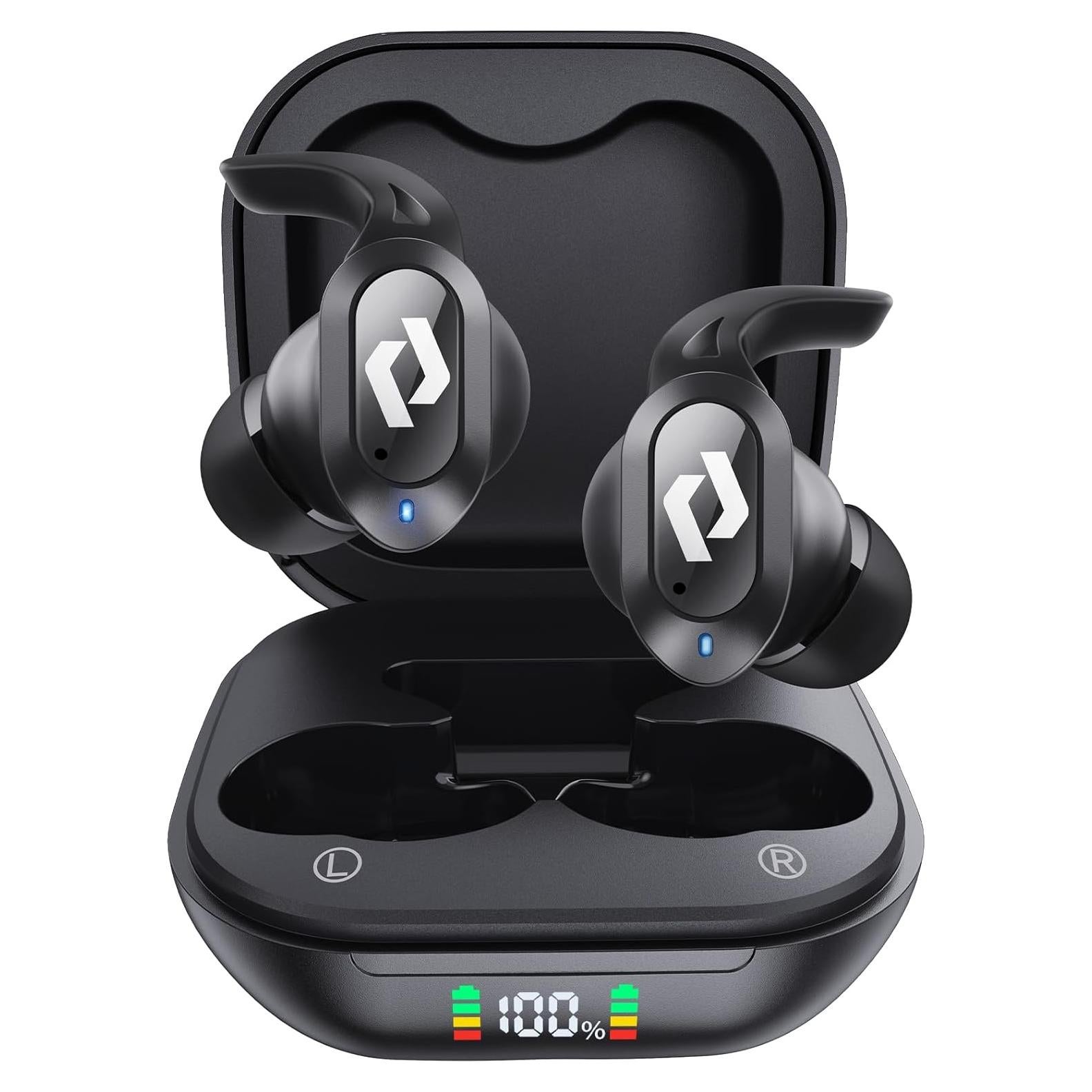 Wireless Ear buds Bluetooth Earbuds Wireless Charging Case Waterproof Headphones Built in Microphone Stereo Bass 64H Playback LED Power Display for iPhone Android Phones Computer Sports Gaming Workout