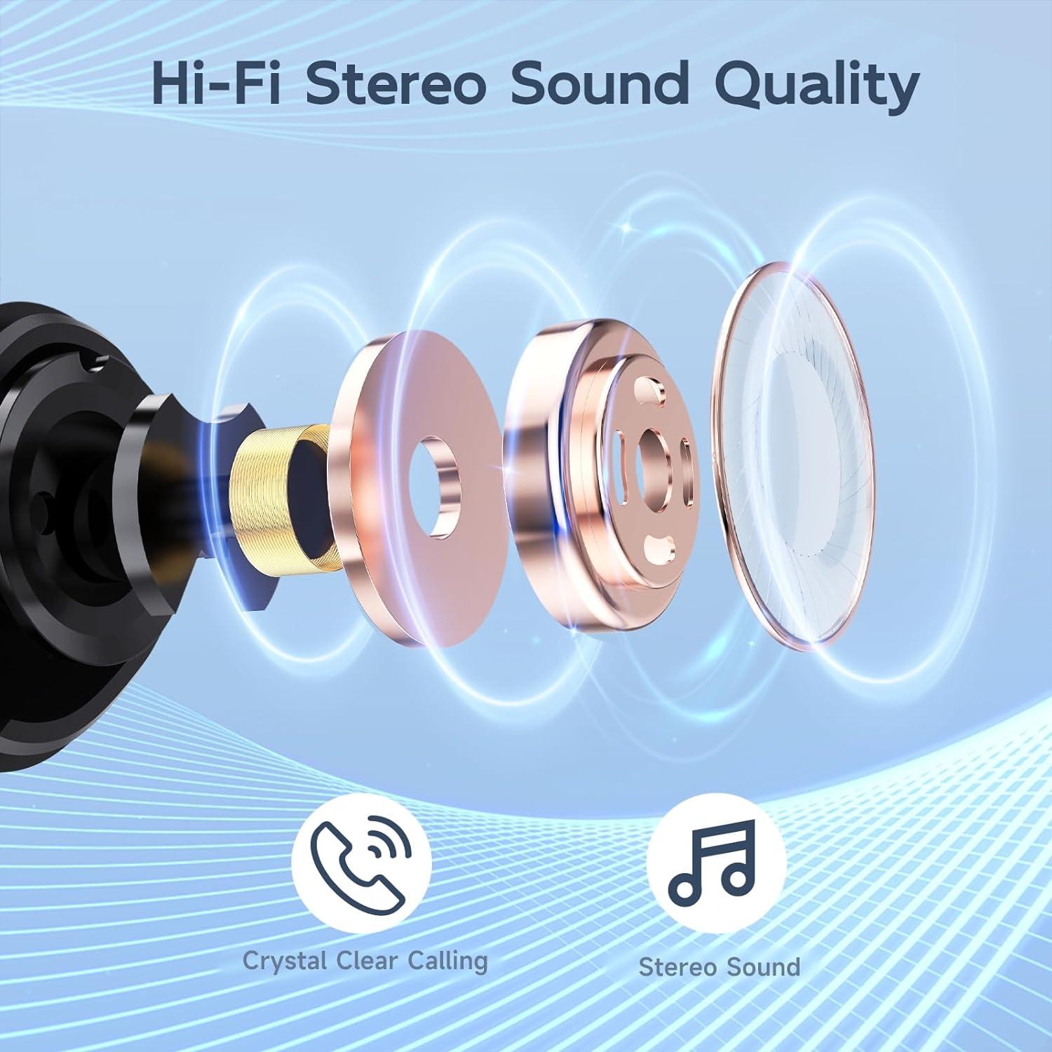 Wireless Ear buds Bluetooth Earbuds Wireless Charging Case Waterproof Headphones Built in Microphone Stereo Bass 64H Playback LED Power Display for iPhone Android Phones Computer Sports Gaming Workout