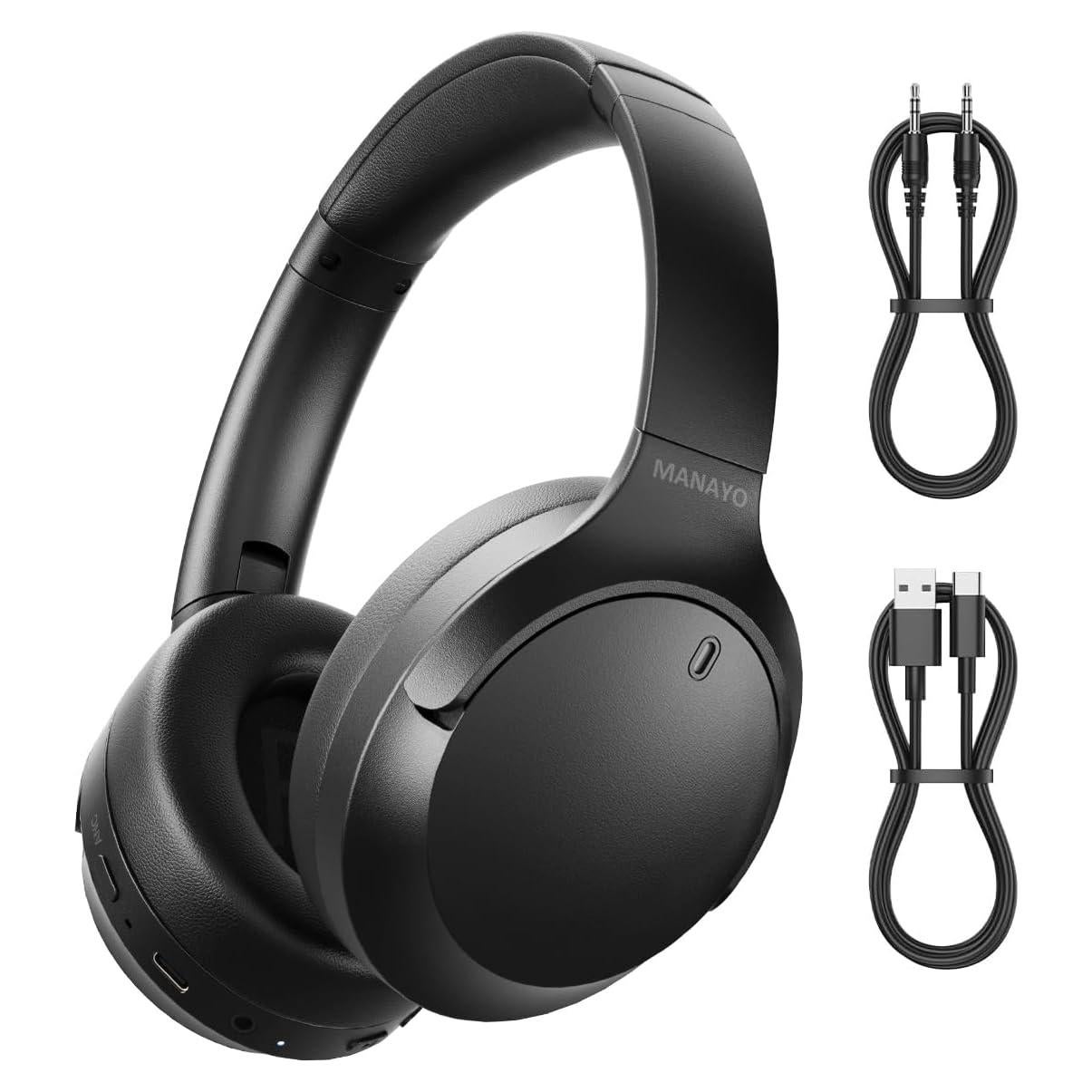 Active Noise Cancelling Bluetooth Over Ear Headphones, Foldable and Rotatable Wireless Wired ANC Headphones with Microphone for Cell Phone,Laptop, 150 Hours Playtime, Bluetooth 5.3v
