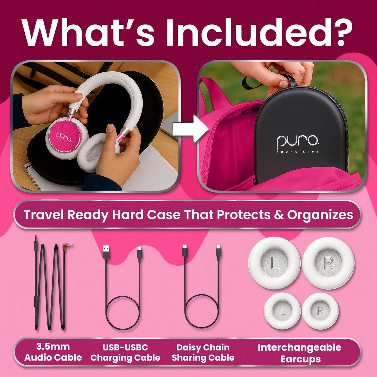 Auriculares Inalámbricos Puro Sound Labs BT2200 Plus Rosa - 85dB