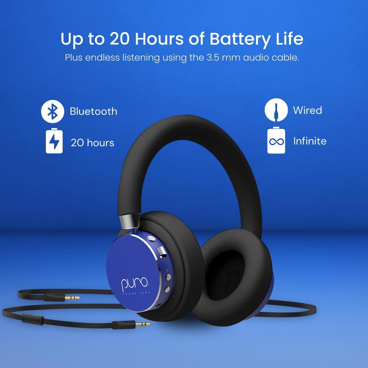 Auriculares Bluetooth Puro Sound Labs BT2200 Plus Niños Azul