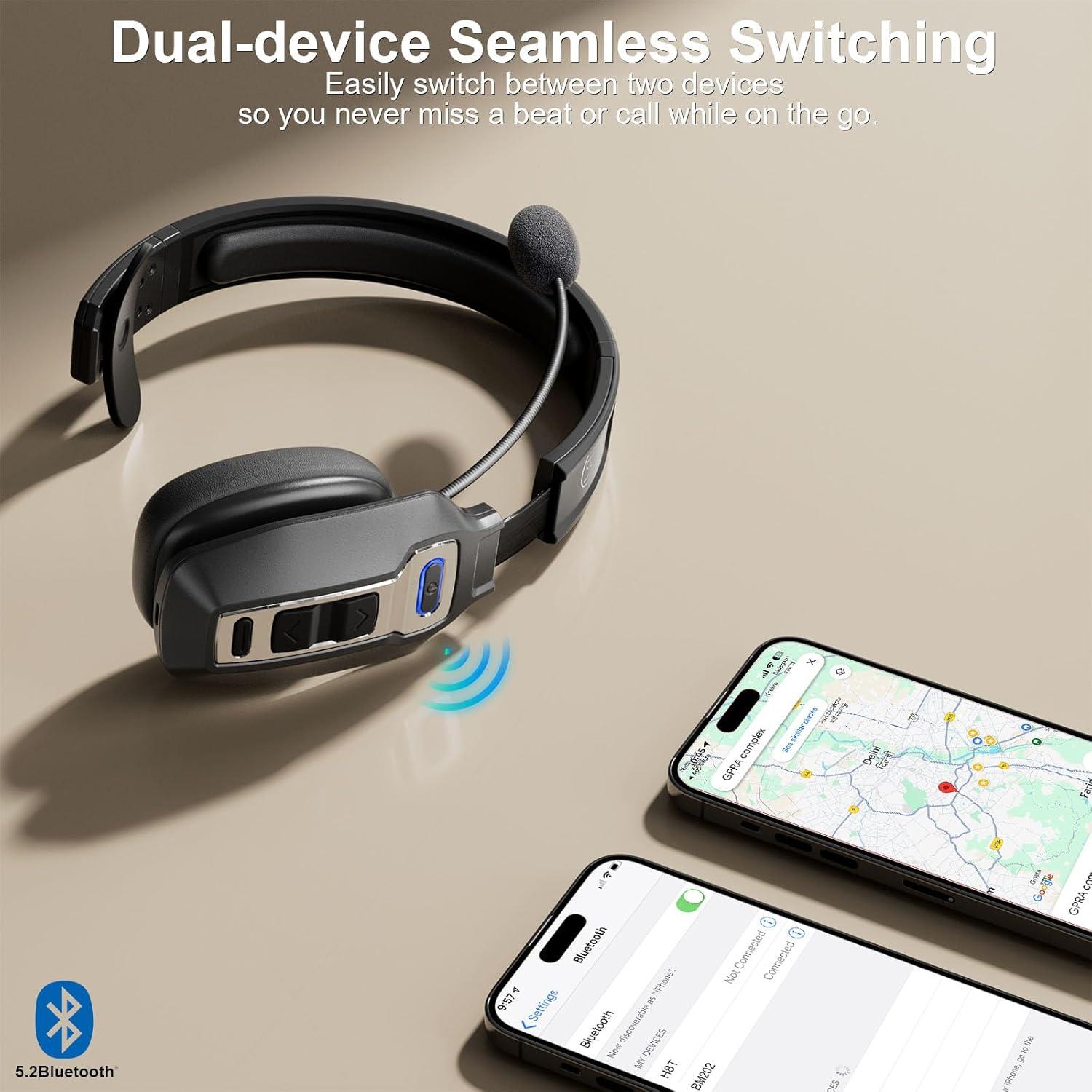 Auricular Bluetooth BRAMMAR BM202 con Cancelación de Ruido 65h