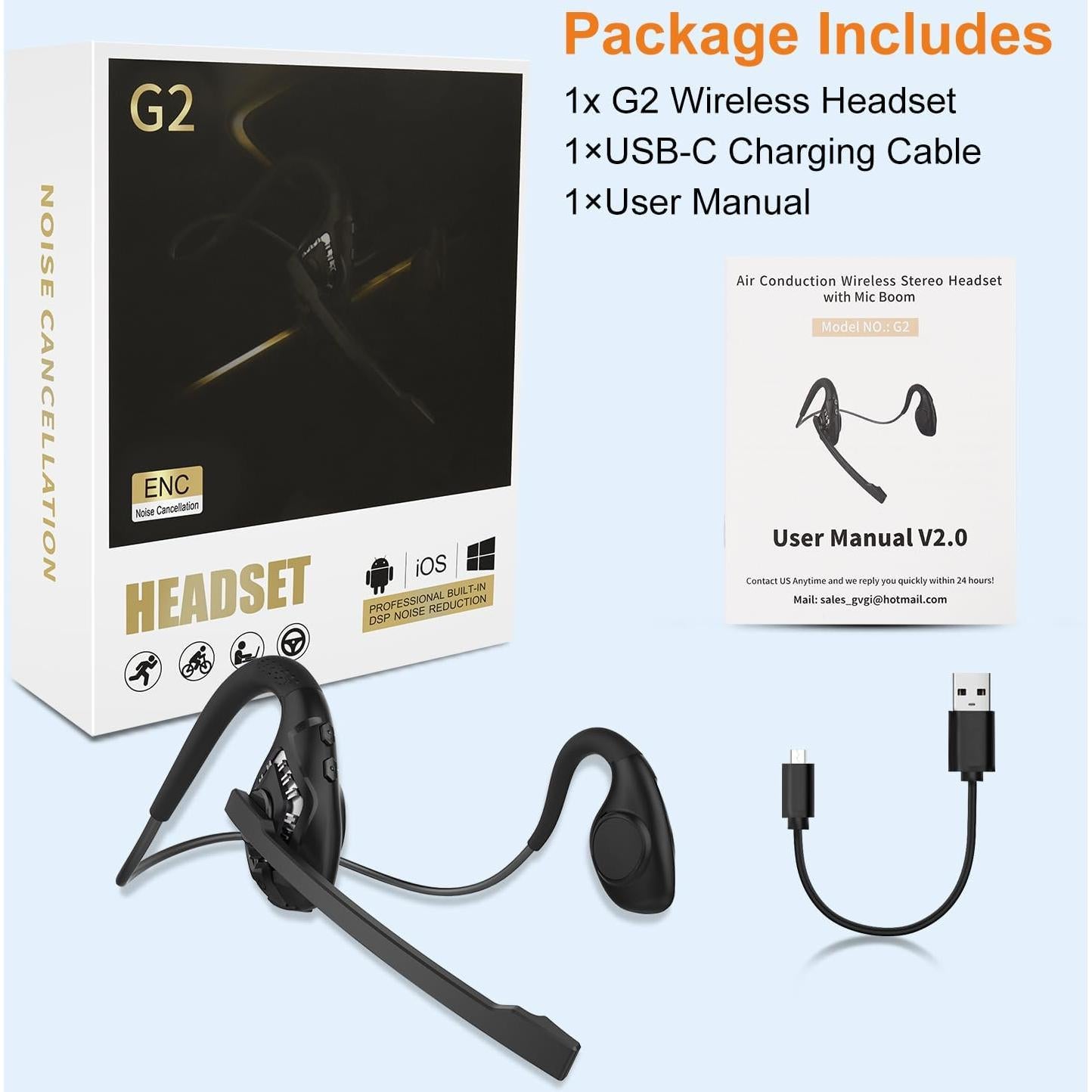 Auricular Bluetooth 5.3 Golvery G2 Inalámbrico con Micrófono