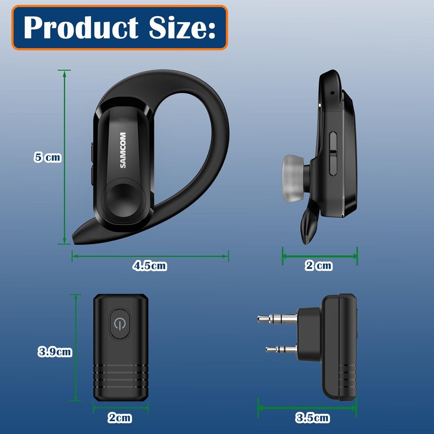 Auricular Inalámbrico SAMCOM BTEAR-02 con Micrófono PTT