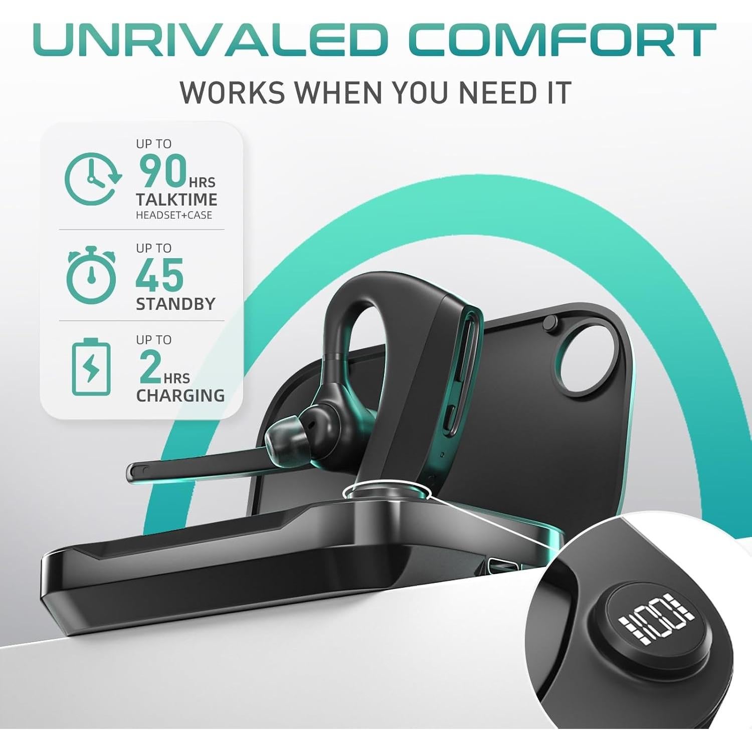 Auricular Bluetooth Inalámbrico Herloreen BHK30 con Estuche de Carga