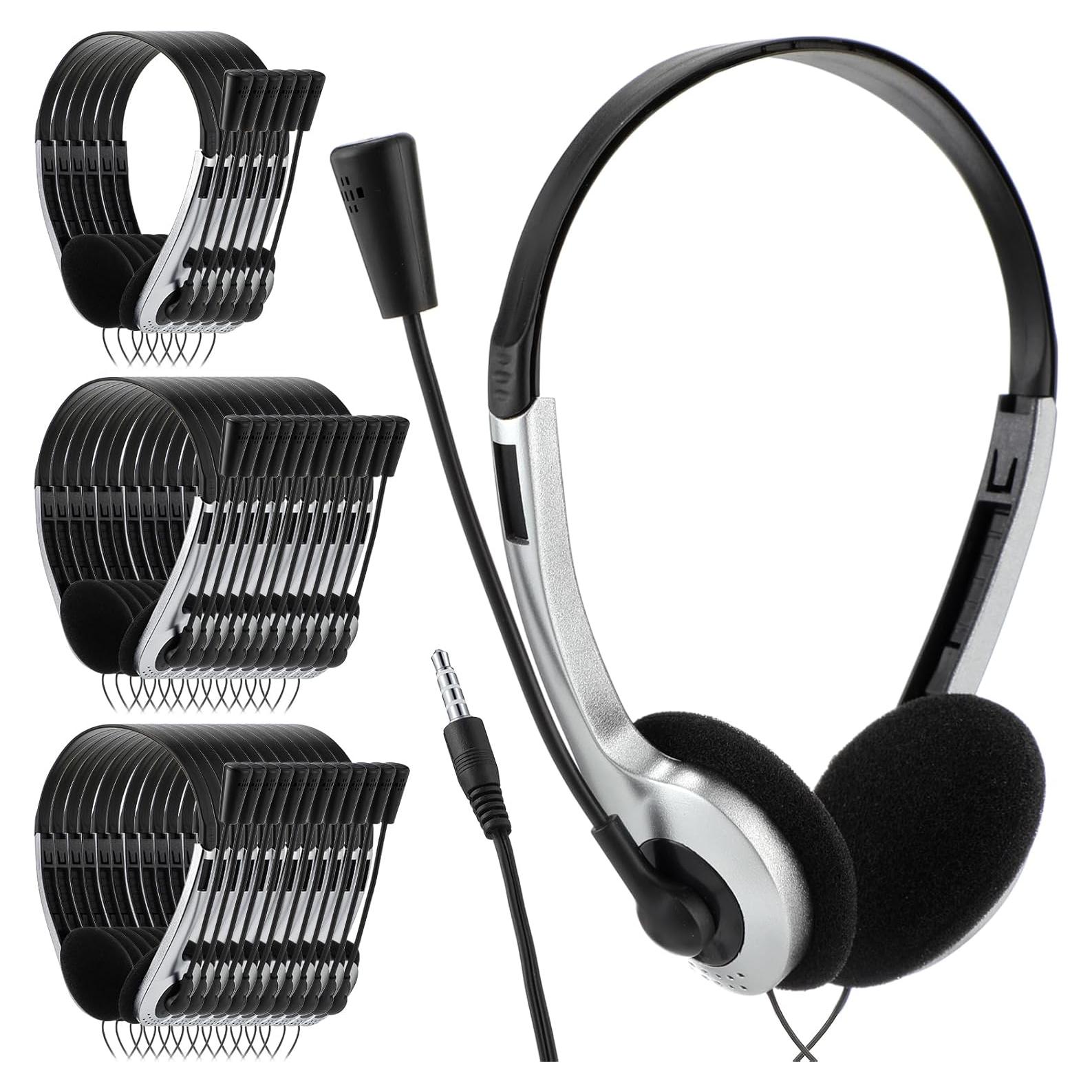 Auriculares de Aula Yunsailing 30 Paquete con Micrófono Plata