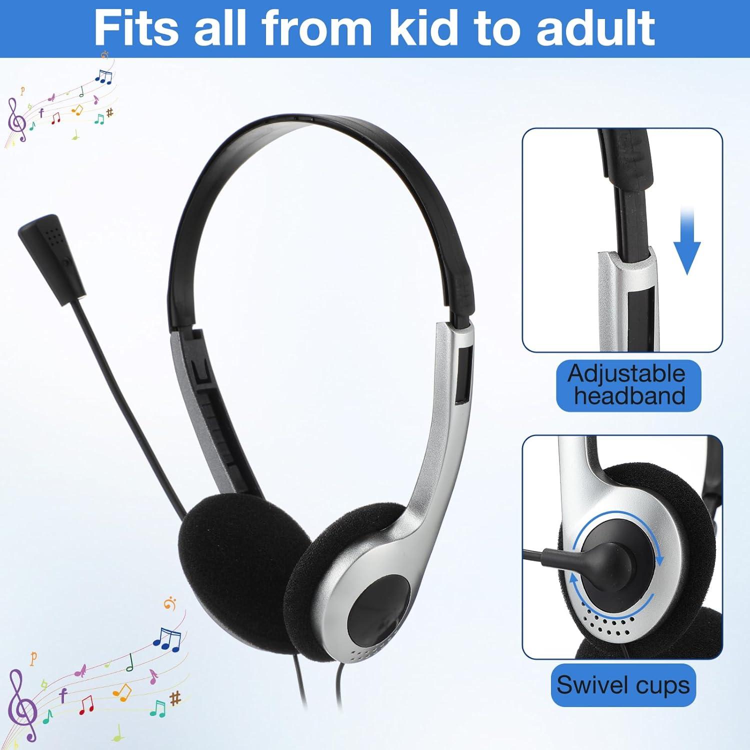 Auriculares de Aula Yunsailing 30 Paquete con Micrófono Plata