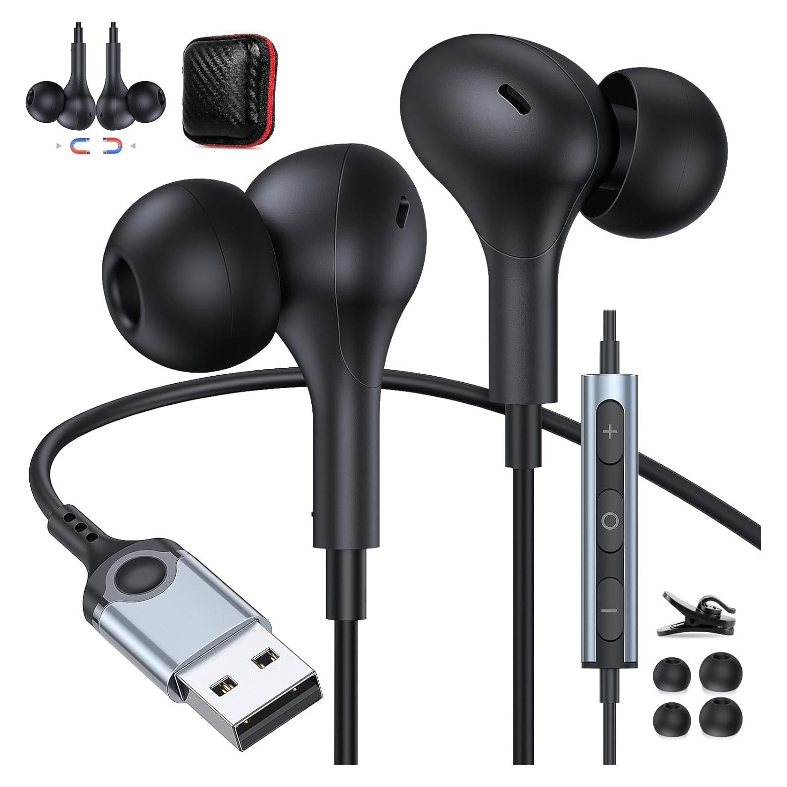 Auriculares USB-A ACANDYA con micrófono 2.3m para PC