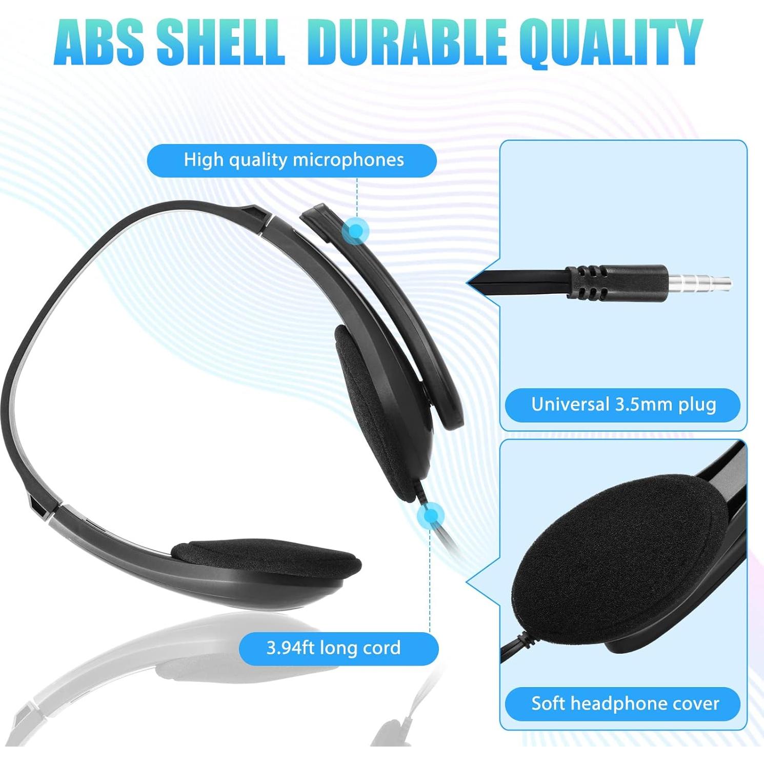 Auriculares de Aula Yunsailing 20 Piezas con Micrófono 3.5mm