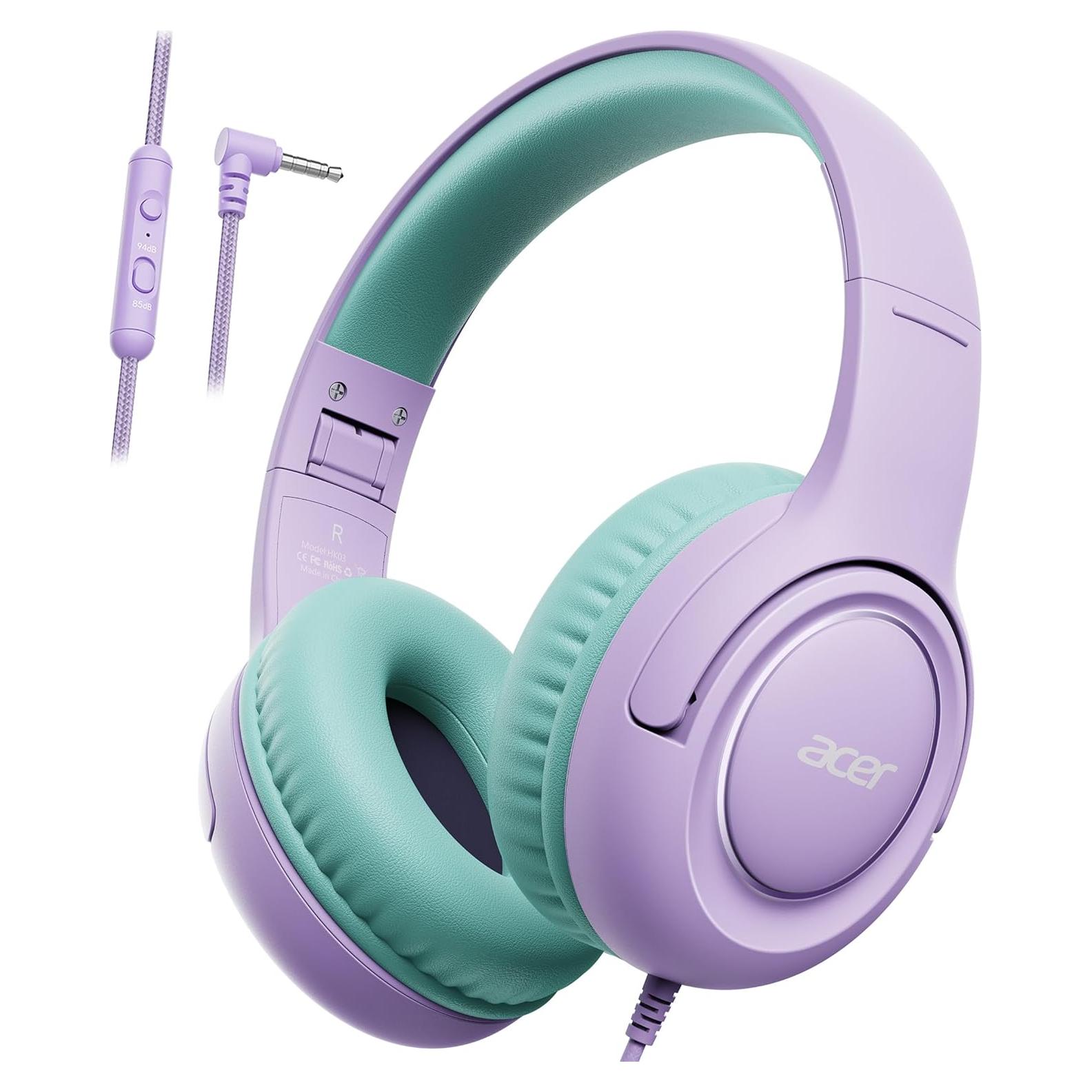 Auriculares Acer Hk03 para Niños con Cable 85dB Morado Verde